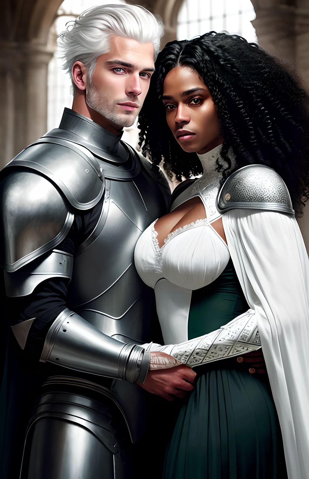white skin, European man, white hair, handsome