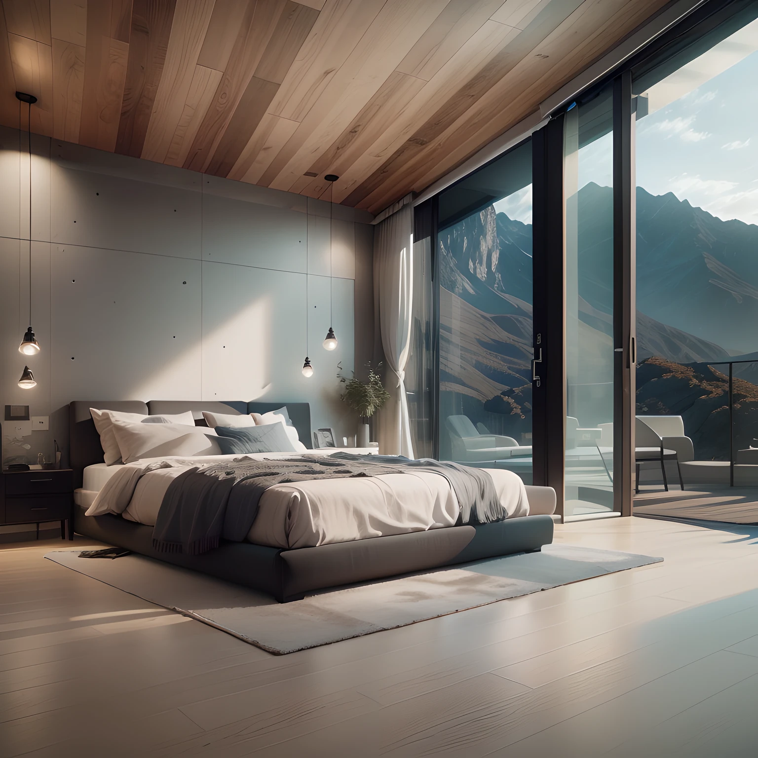 Simple, Simple wood veneer ceiling