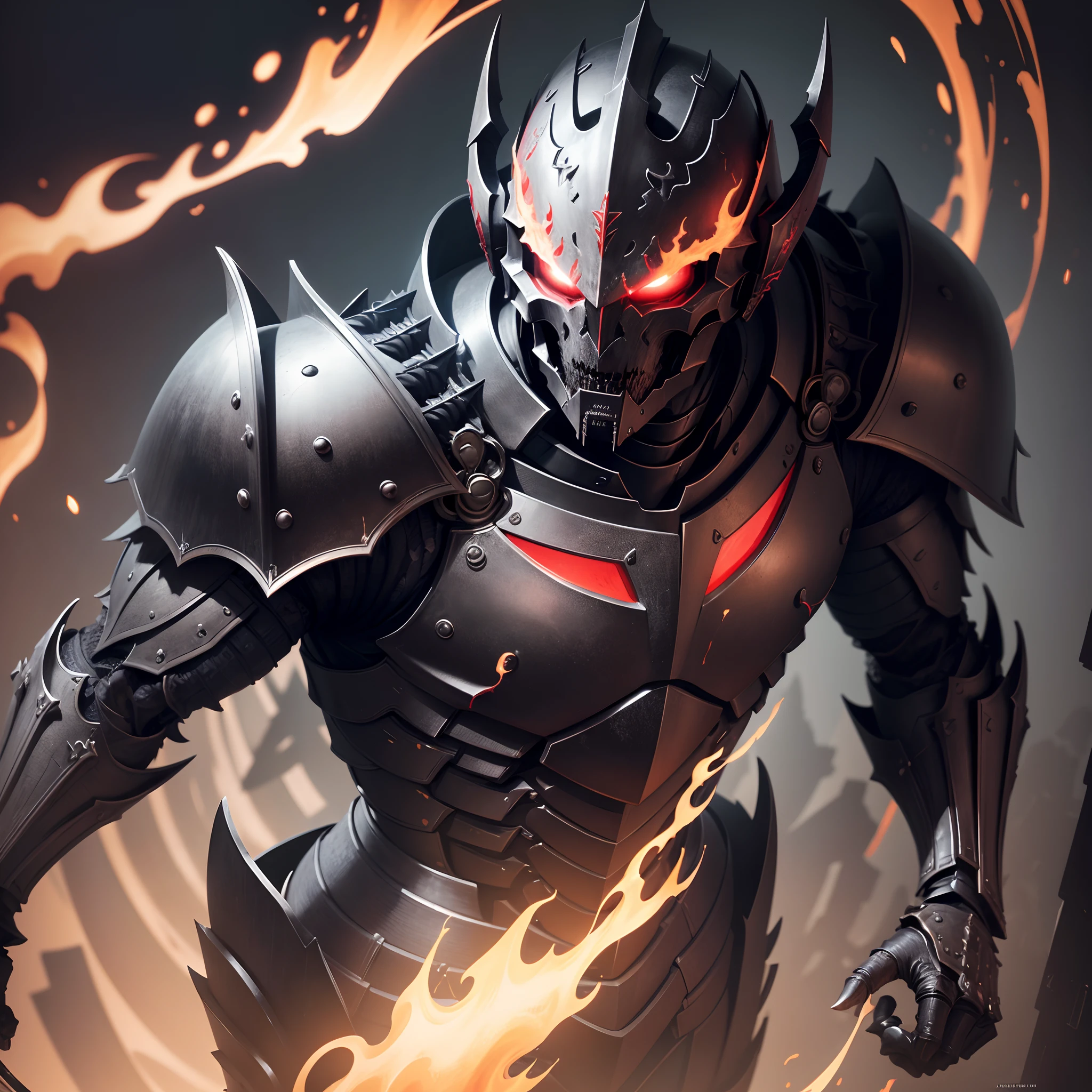(8k wallpaper:1.2),(Ultra-high resolution:1.2),(masterpiece:1.1),wallpaper,High quality,masterpiece,(High detail),1humanoid monster,solo, skeleton knight, wearing jet black armour, red torn cape, wearing knight helmet, badass, absolutely stunning art, extremely detailed,