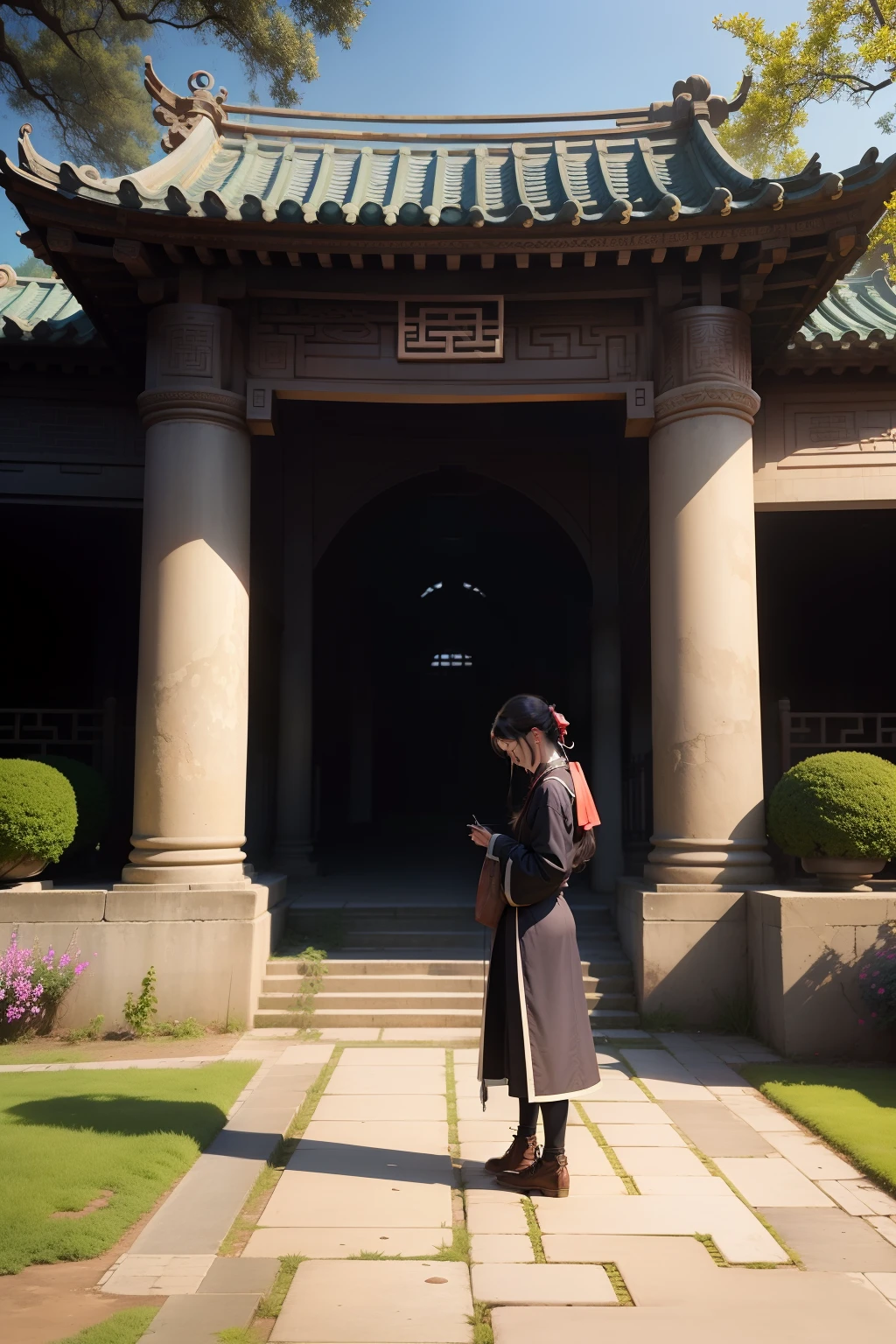 I stood in front of the iron fence of the ancient garden, leaning out and looking around： Everything around me seems to be immersed in the sleep of nostalgia for home。