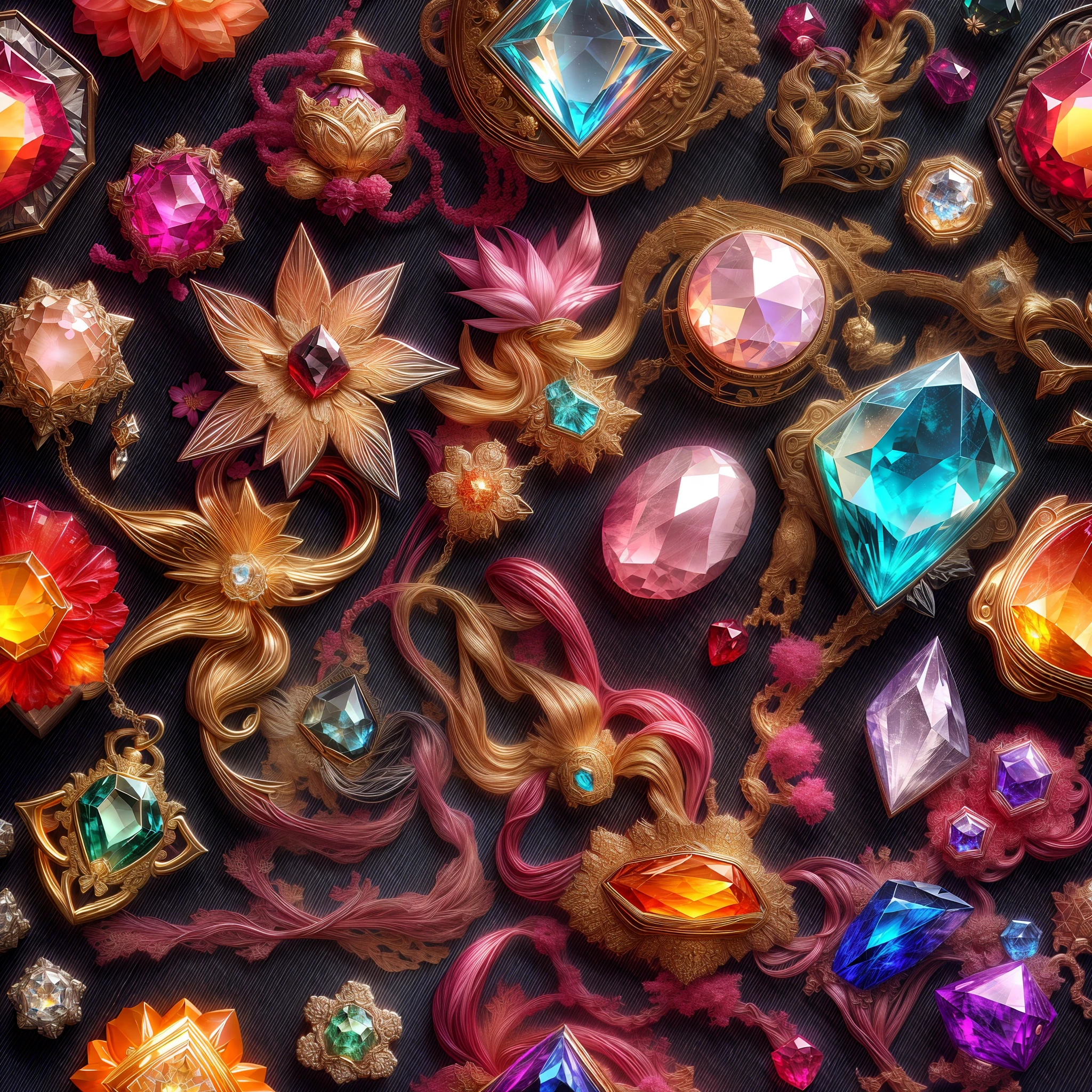 (Traditional Japanese style: 1.2), (Full Focus: 2), (Everything in Display Cabinet: 1.3), (Magic Items | Colorful Gems | Cherry Blossoms | Printed Silk Products | Medals | Ores | Obsidian | Pearl | Emerald | White Jade | Amethyst | Sapphire | Gold Products | Silver Products | Purple Gold | Magical Jewelry | Antiques | Ruby | Orange Gem | Blue Gem | Topaz |: 2), Magic Symbols, Magic Particle Effects, High Tech Luxury, High Value Jewelry, High Value Metal, Luxury items, no puzzles, detailed and complex backgrounds, sparkling, reflective light, ultra high definition, award-winning, a high-resolution, high detail texture, contrast between light and dark, cinematic lighting, masterpieces, ray tracing, structurally correct, super details, high-quality, high detail, best quality, 16k