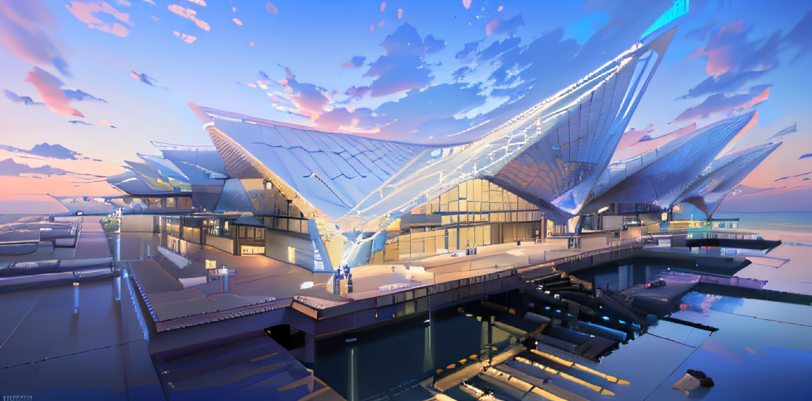 a rendering of a building with a roof and a staircase, architectural 3 d render, Detailed rendering, a digital rendering, conceptual rendering, rendering, building rendering, low angle dimetric rendering, architectural concepts, architectural render, a digital rendering, A digital rendering, rendered illustration, Front perspective, architecture render, in future airport rooftop, archviz, detailed renderings, 3D architecture Modern architecture, ( Visually stunning, Blend into the mountains, big glass window, arquitectura premiada, organic architecture, ((Best quality)), ((Masterpiece)), ((art stations)), Cinematic lighting, Sharp focus, Intricate, Highly detailed, Hyperrealistic, Octane rendering, hyper HD, Digital SLR, 32K, Natural light 1.1, Clean, high-contrast color correction, Photorealistic, High definition