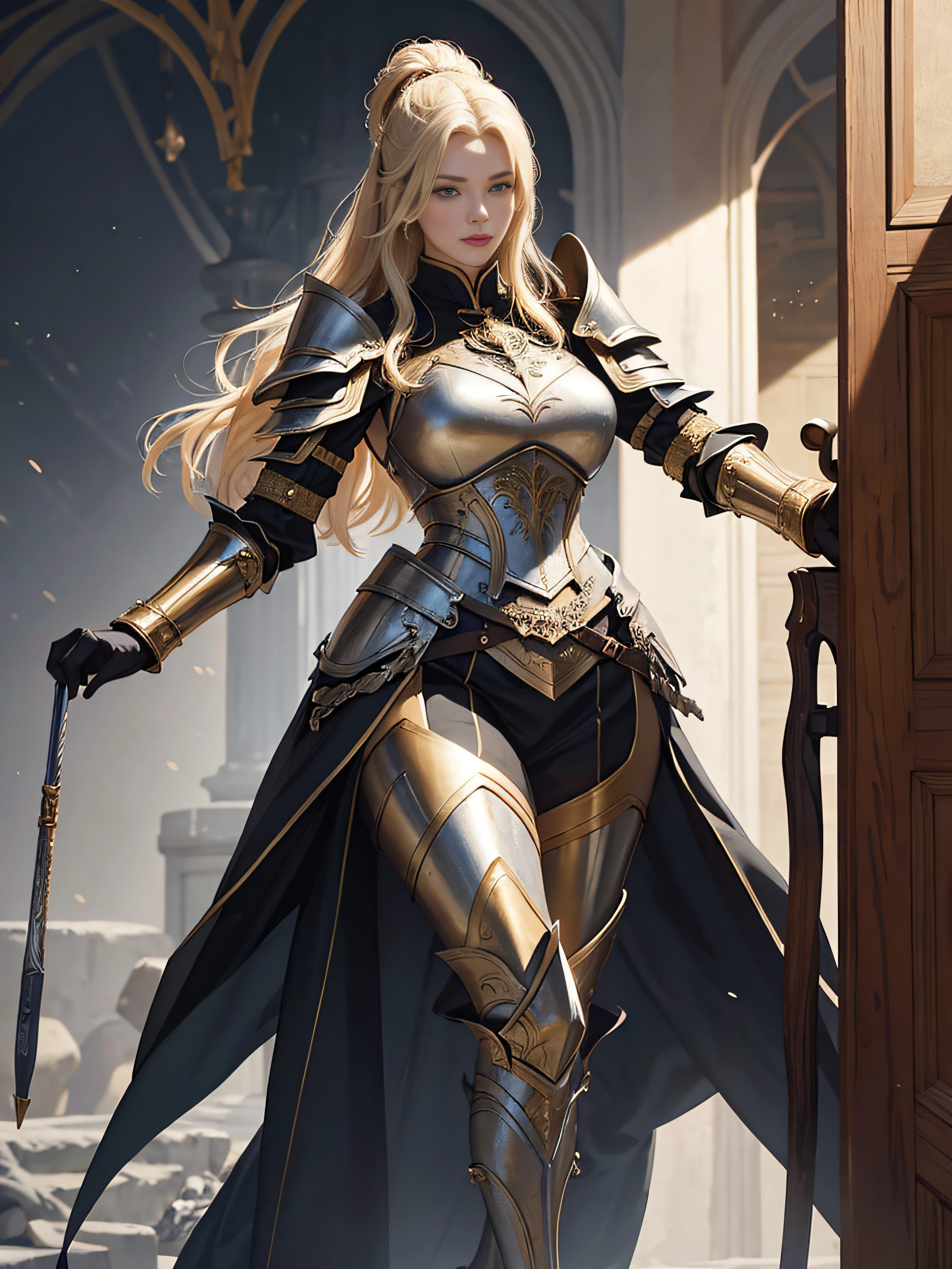 tmasterpiece,A high resolution,Absolutely beautiful,a mature female,European warriors,Fine and detailed eyes and detailed face,Tall and tall,The blonde,She wears armor,Full coverage armor,Armor pants,Armor boots,Show armor iron boots、The armor is rich in color、Exquisite details of the armor、decor,Shogun, allure:(Tall:1.4),haughty,Mature temperament,(Wide buttock:1.4),(Thick thighs:1.4),Majesty,Rich scene detail,In the midst of the war,are standing,Action masterpiece,A high resolution,Absolutely beautiful,a mature female,European warriors,Fine and detailed eyes and detailed face,Tall and tall,The blonde,She wears armor,Full coverage armor,Armor pants,Armor boots,Show armor iron boots、The armor is rich in color、Exquisite details of the armor、decor,Shogun, allure:(Tall:1.4),haughty,Mature temperament,(Wide buttock:1.4),(Thick thighs:1.4),Majesty,Rich scene detail,In the midst of the war,are standing,action