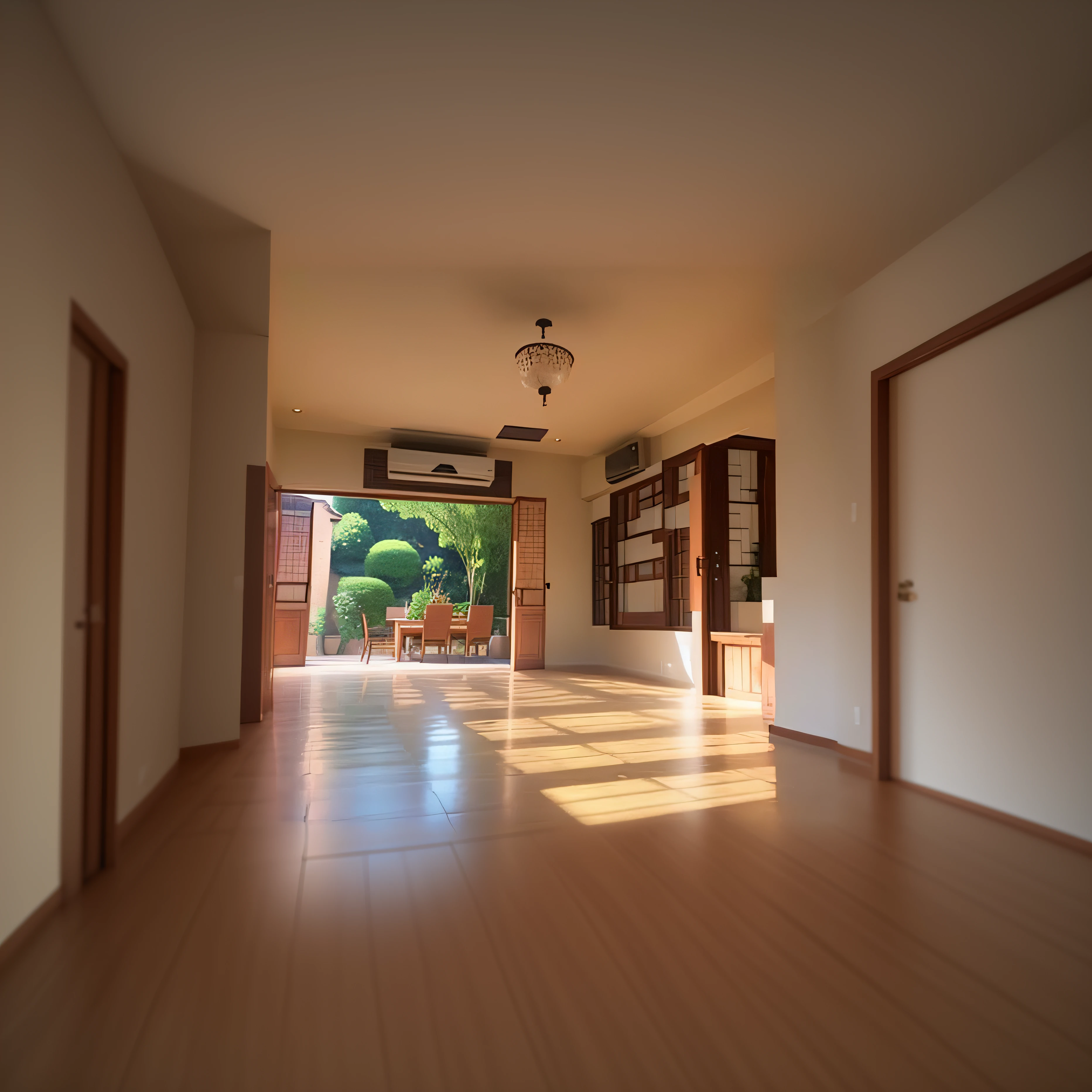 There was a room,There is a table and chairs inside, house interior, natural light in room, bright daylight indoor photo, with backdrop of natural light, large open room, natural light outside, big open floor, cinematic full shot, low ceiling, Detailed natural lighting, Home interiors, warm lighting inside, Natural lighting. 8 k'', room interior, A bright room