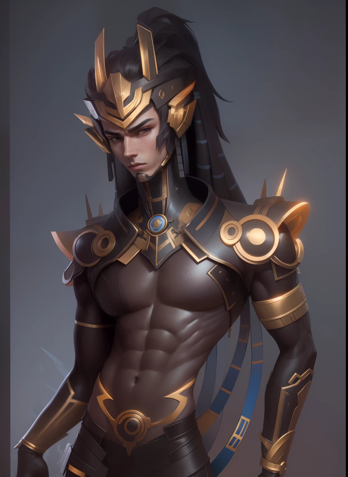 Sculptural model design,Escultura,male people,Handsome,Future tech wind,cyber punk perssonage,musculous,Wu Yifan(Blank background)