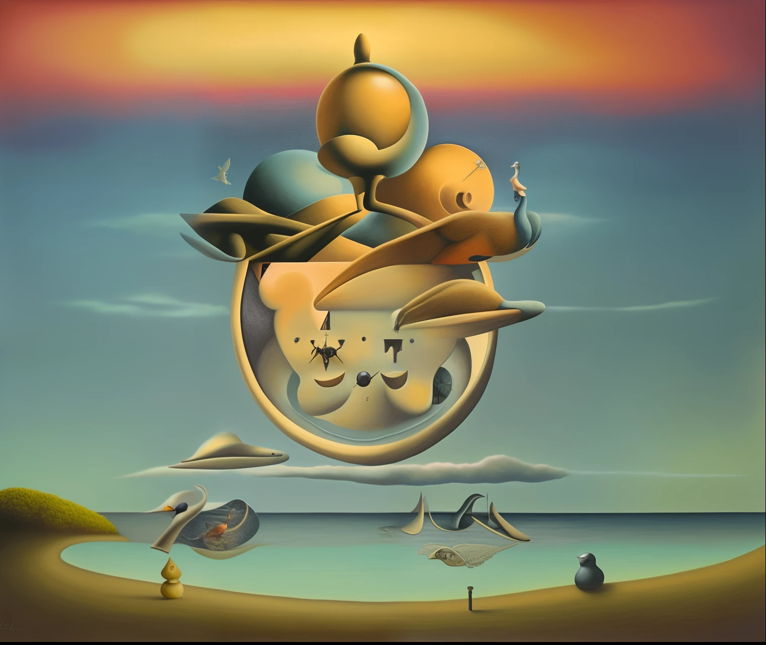 egyptian god Anubis - surrealist style, surrealist artwrok, dream like, Salvador Dali style, Rene Magritte style, highly detailed, masterpiece, painting-like, HD huge overfilled breast_implant, huge keep_inflating_Extrem_like a blimp, filling her up more plump , large Breast Implants breast expander fill up, extremely huge inflated muscles,