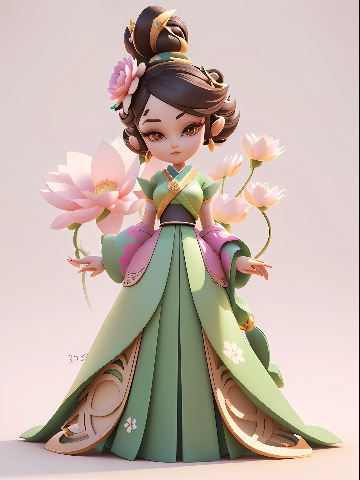 Cartoon characters for women, 3 d render stylized,lotus flower， cute 3 d render, character design contest winner, stylized 3d render, Stylized 3 D, Cute detailed digital art, 3 D character art, stylized as a 3d render, pop japonisme 3 d ultra detailed