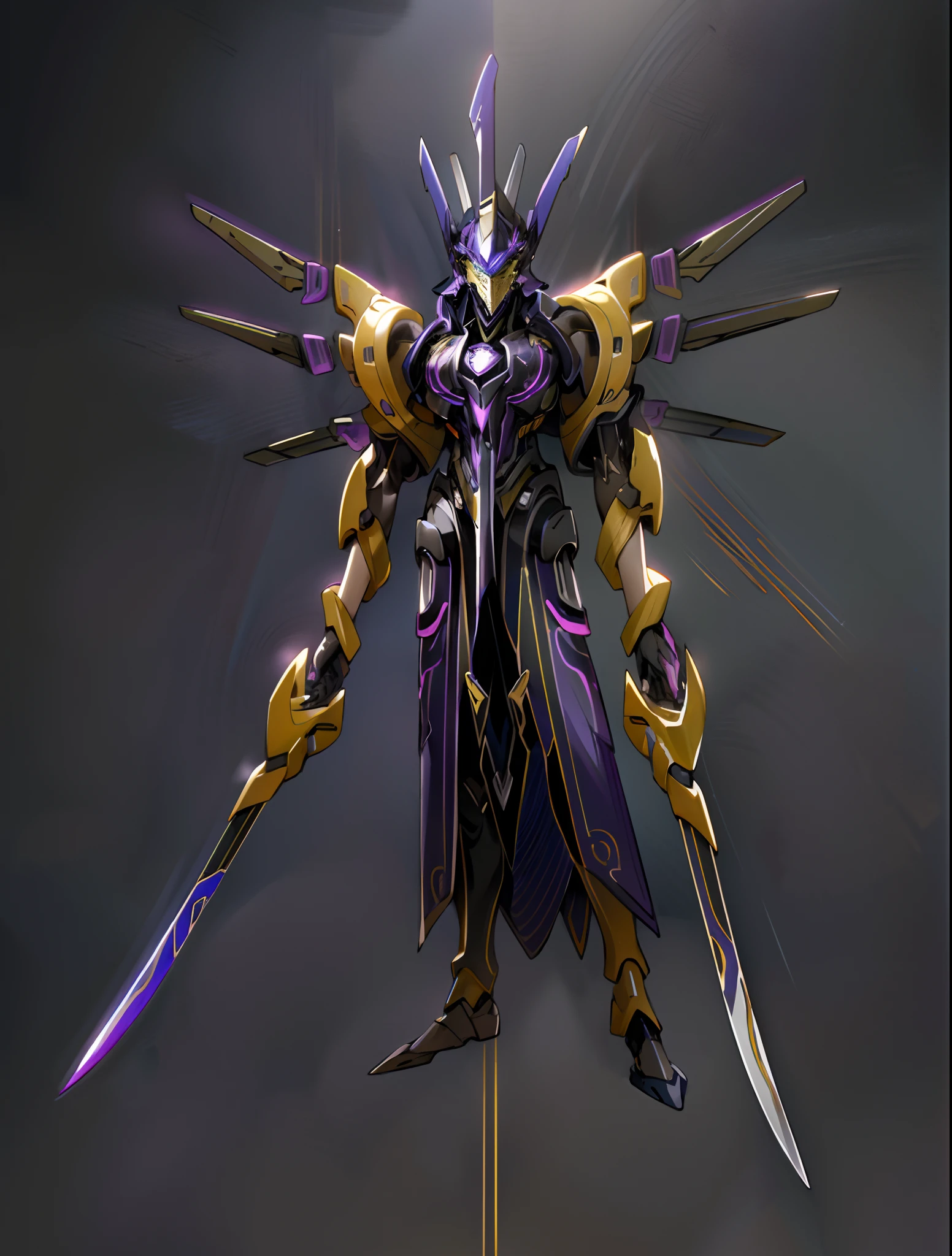 Masterpiece,Best quality,Mech with a sword, Purple black color scheme,greek god in mecha style, Concept armor,extremely detailed CG unity 8k wal,Ultra-detailed, very precise detail,Amazing,illustration