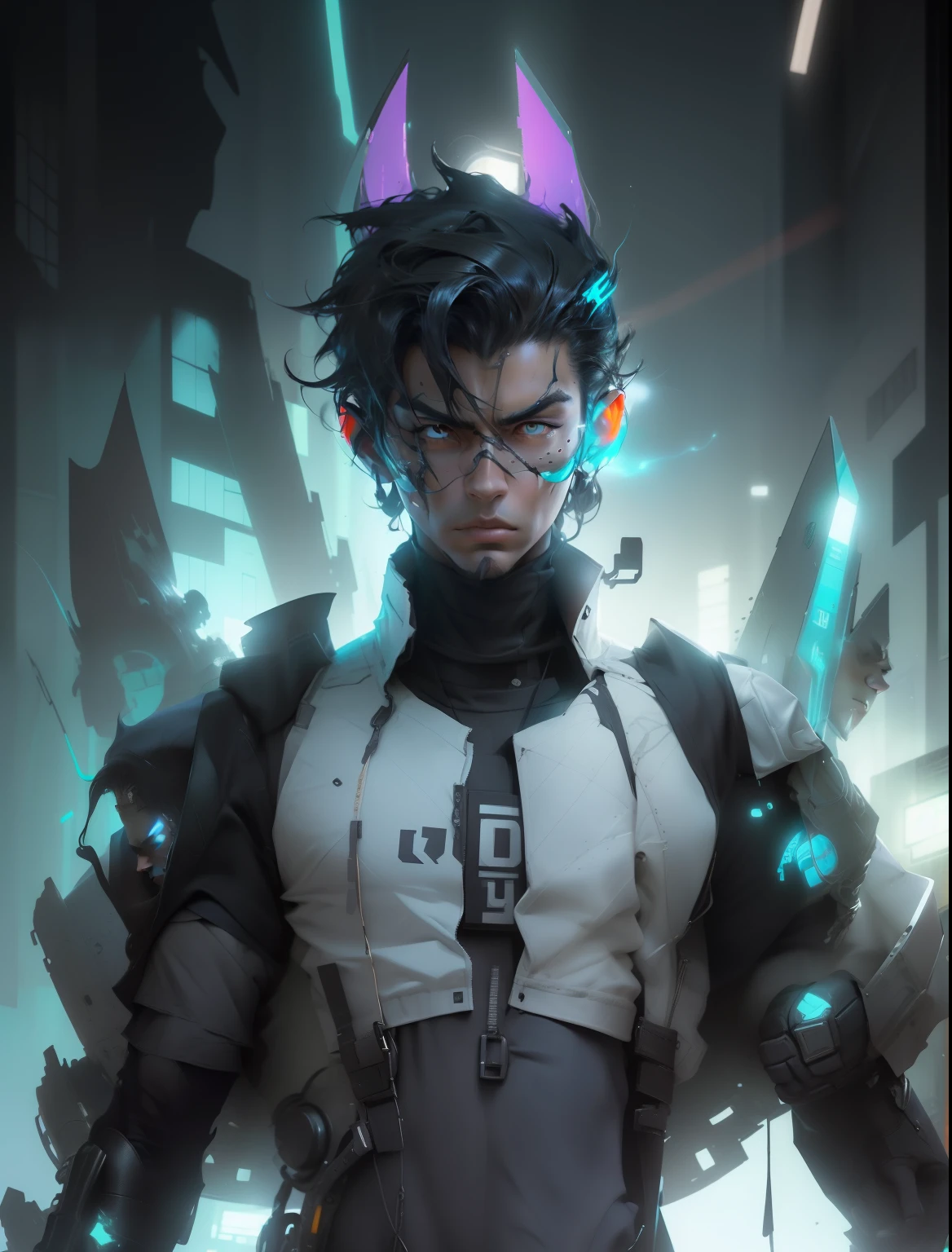 Sculptural model design,Escultura,male people,Handsome,Future tech wind,cyber punk perssonage,musculous,Wu Yifan(Blank background),Egyptian-style color scheme