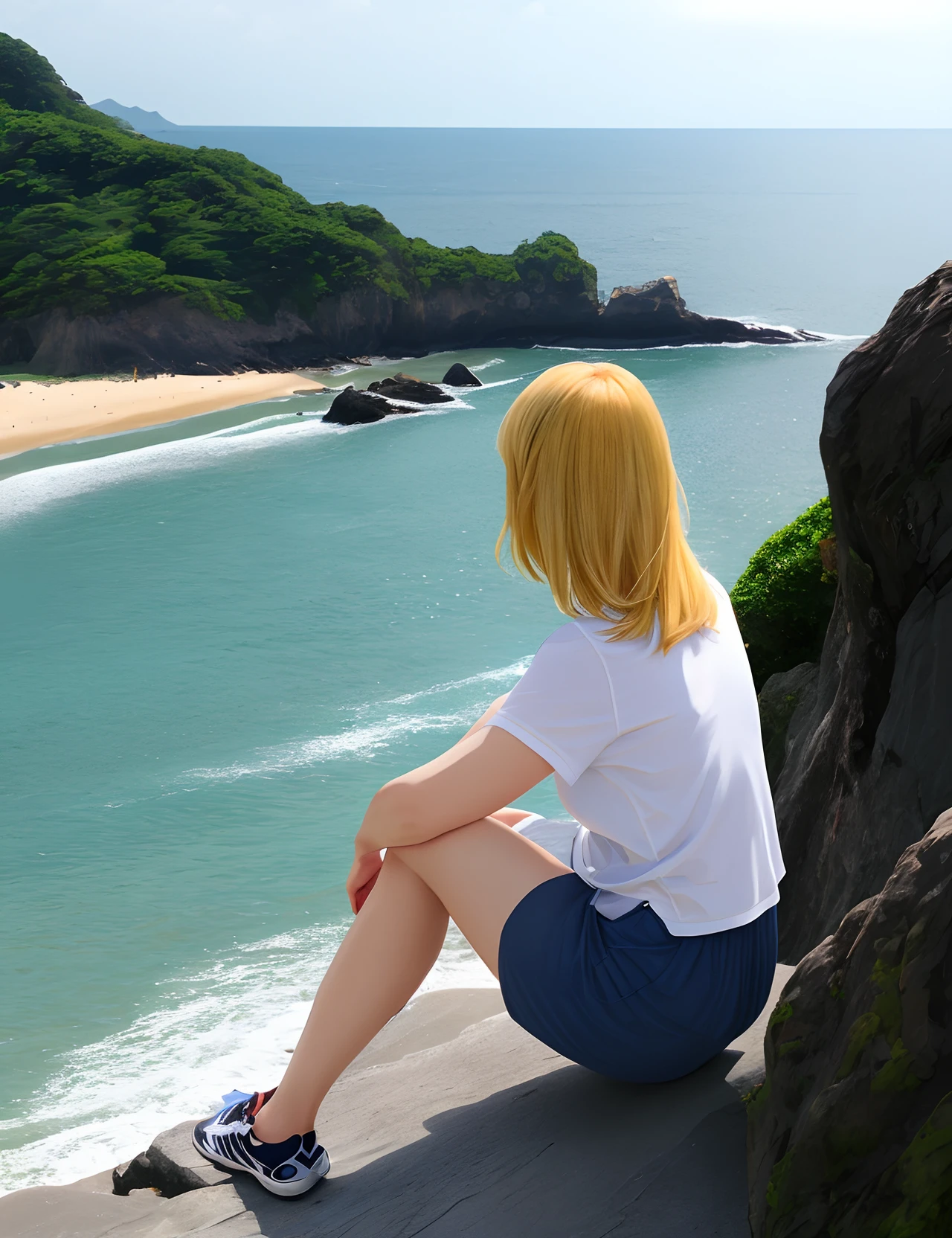 woman，blond hairbl，比基尼，sea beach