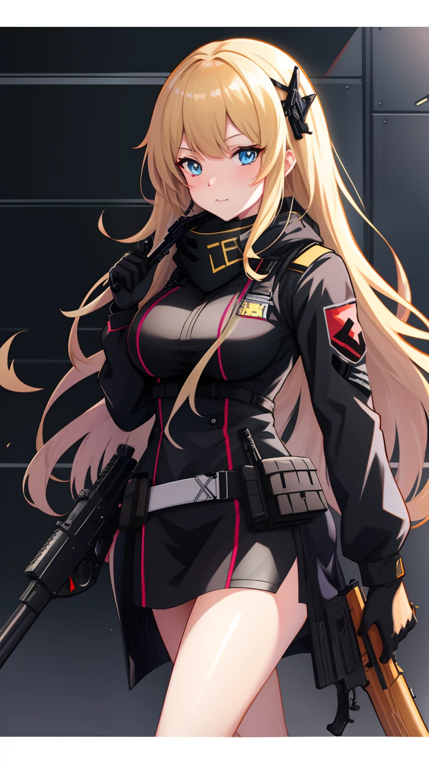 Wearing a mask,Anime girl with gun in hand, girls frontline style, from girls frontline, Fine details. Girl front, Girls Frontline CG, Guviz-style artwork, Girl front, girls frontline universe, Badass anime 8 K, Anime style. 8K, Digital anime illustration, trending on artstation pixiv, clean and meticulous anime art