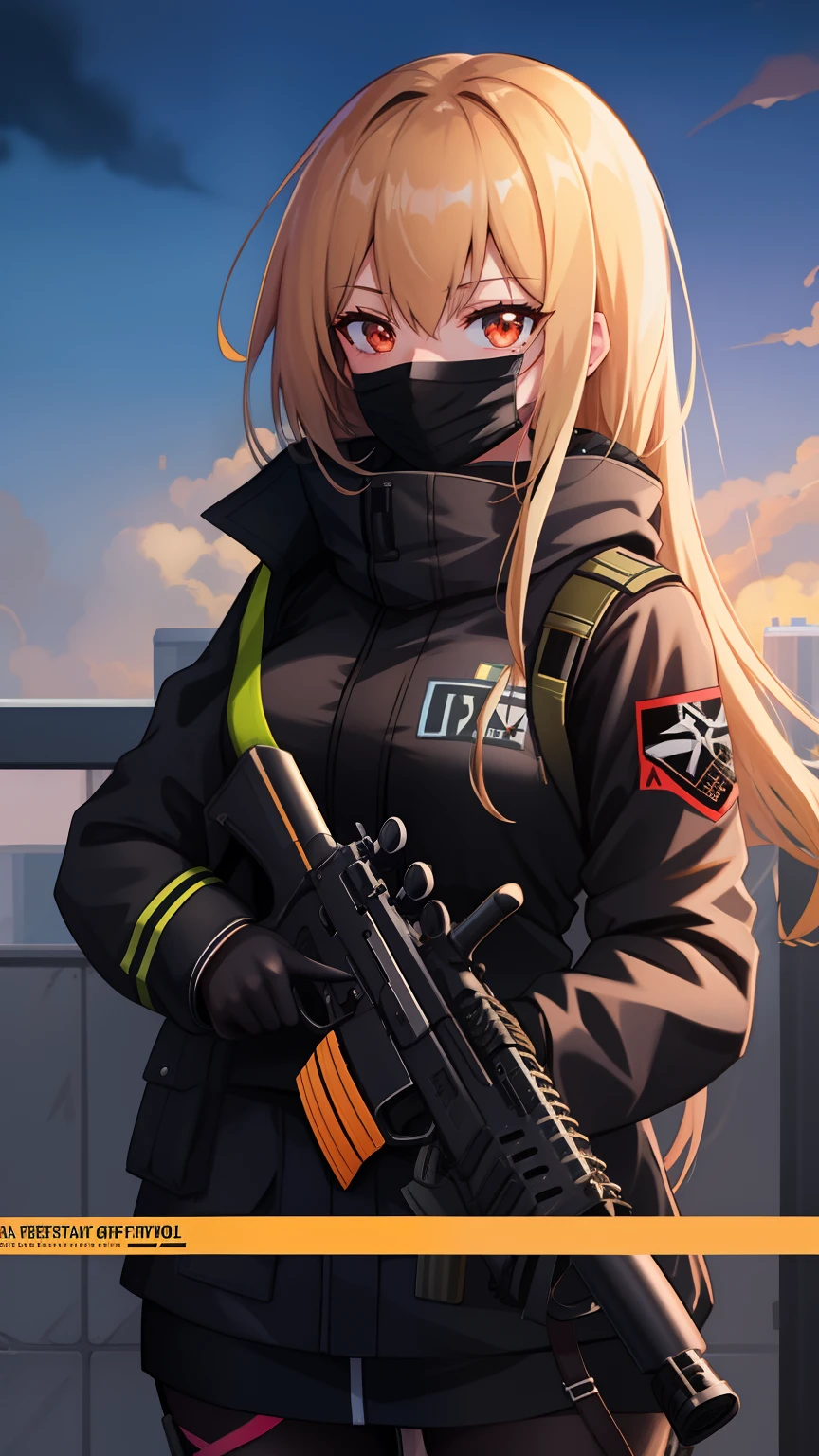 Wearing a mask,Anime girl with gun in hand, girls frontline style, from girls frontline, Fine details. Girl front, Girls Frontline CG, Guviz-style artwork, Girl front, girls frontline universe, Badass anime 8 K, Anime style. 8K, Digital anime illustration, trending on artstation pixiv, clean and meticulous anime art