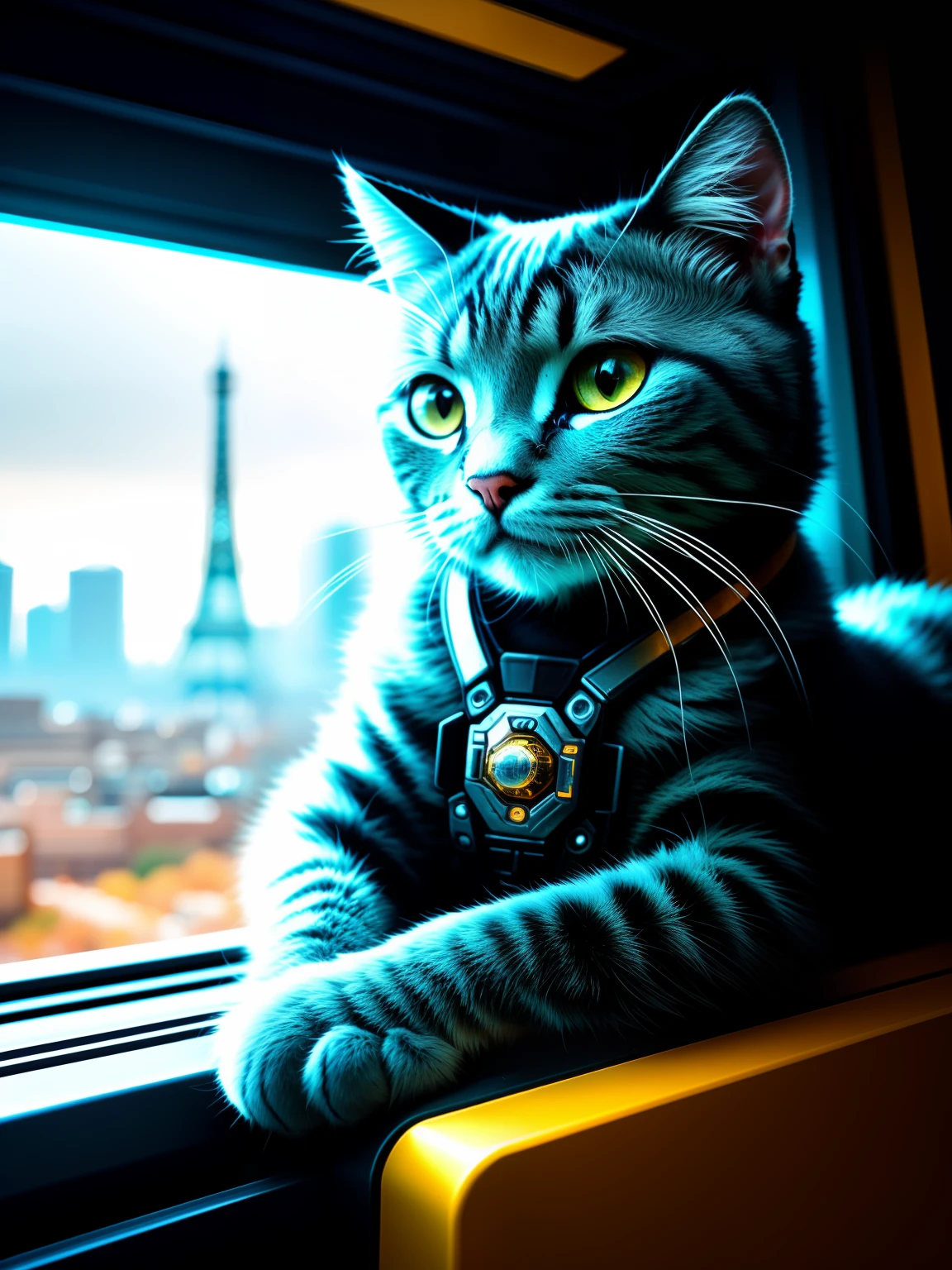 Cute metal cat，half-mechanical（cyborg:1.1），a screenshot of a landscape with（[coda | Intricate lines of detail]:1.3），The picture is nuanced，HighDynamicRange（hdr），（Complicated details，super high precision:1.2），Cinematic perspective，Moderate vignetting，centered composition。