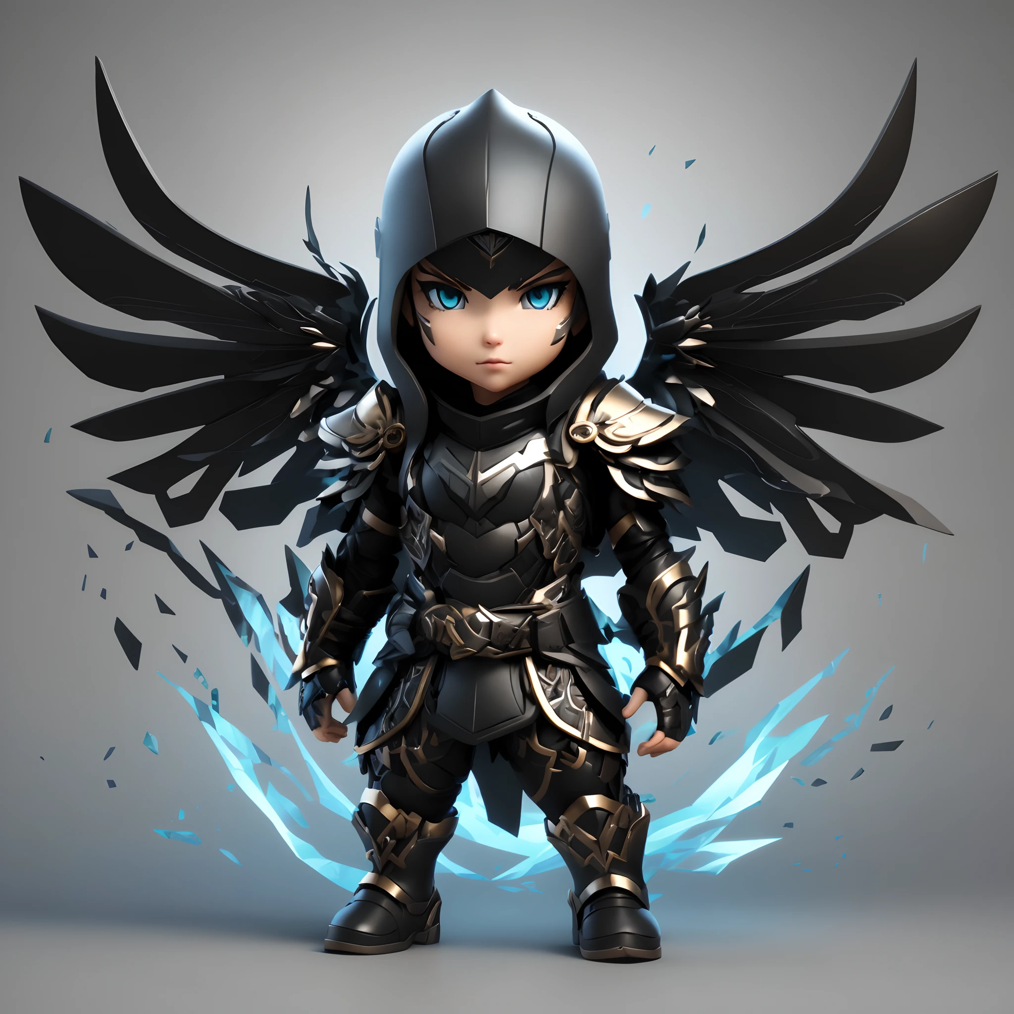 Close up portrait of cartoon character with wings on gray background, valkyrie style character, 3d rendering stylized, heroic fantasy character concept, 3 d render character art 8 k, angel in plastic armor, cute 3d render, very detailed character, unreal engine character art, Advanced Digital Chibi Art, 3 d character concept artwork, winged archer, 3 d character concept