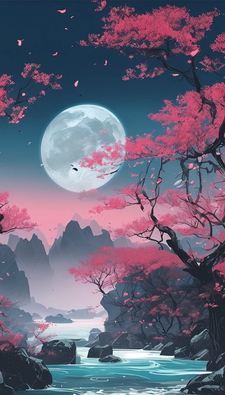 The tide of the Spring River connects the sea level,The bright moon on the sea coexists with the tide。
Thousands of miles with the waves,Where the spring river has no moonlight。
The river flows around Fangdian,The moonlight and flower forest are like mist。