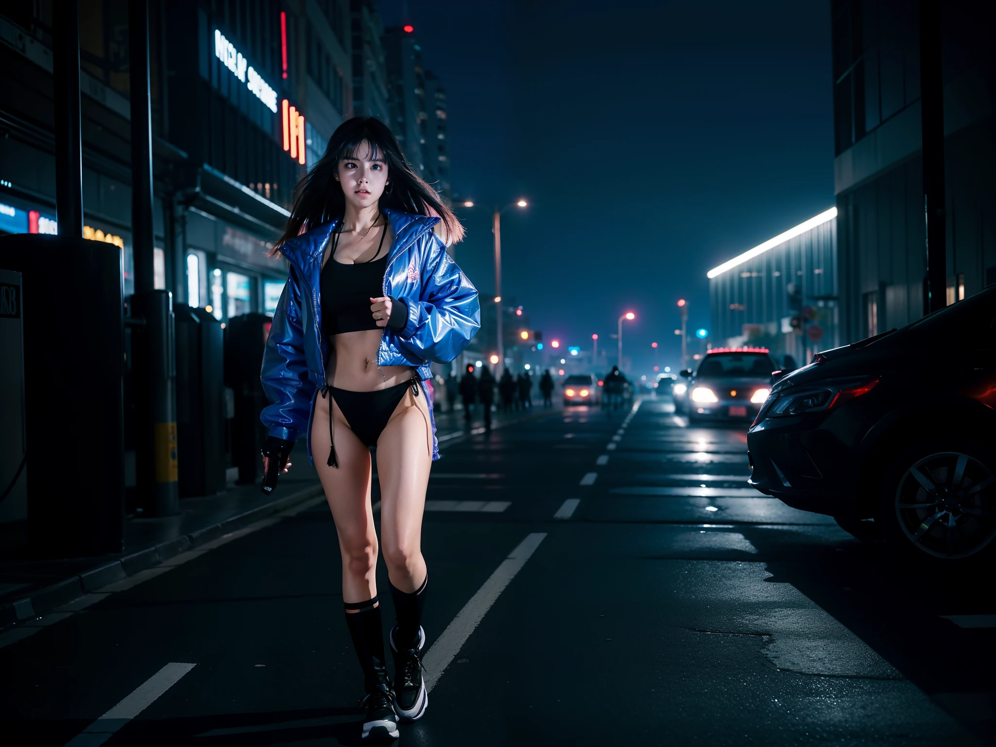 cyber punk perssonage,woman,Bigchest,gossamer,walk,Beautiful also late