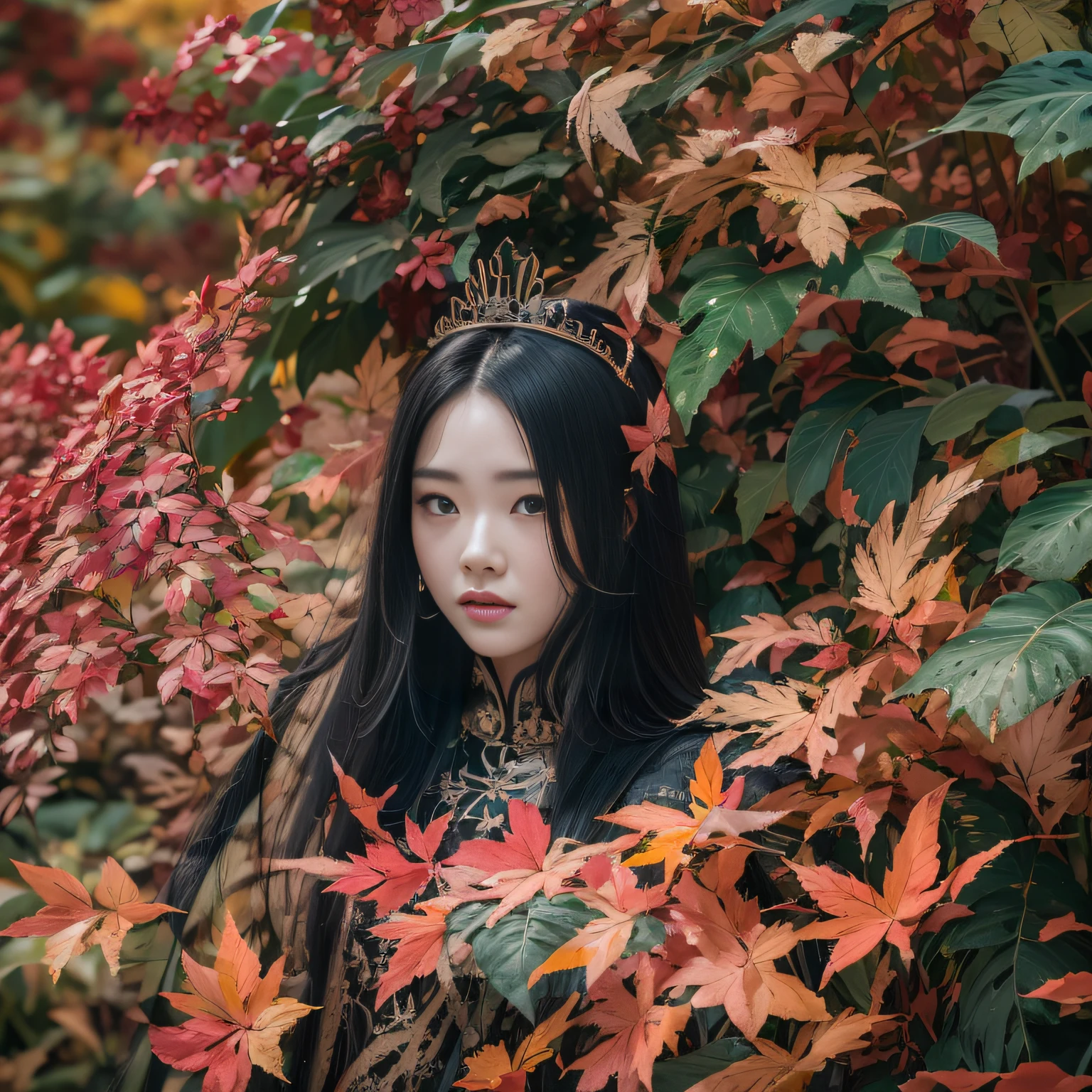 32K(tmasterpiece,k hd,hyper HD,32K)Long flowing black hair,Yellowstone,Xuzhou girl ,Flame protector(realisticlying:1.4),Python pattern robe,Purple-pink tiara,The leaves flutter,The canyon background is pure,Hold your head high,Be proud,The nostrils look at people, A high resolution, the detail,autumnal, RAW photogr, Sharp Re, Nikon D850 Film Stock Photo by Jefferies Lee 4 Kodak Portra 400 Camera F1.6 shots, Rich colors, ultra-realistic vivid textures, Dramatic lighting, Unreal Engine Art Station Trend, cinestir 800,Hold your head high,Be proud,The nostrils look at people