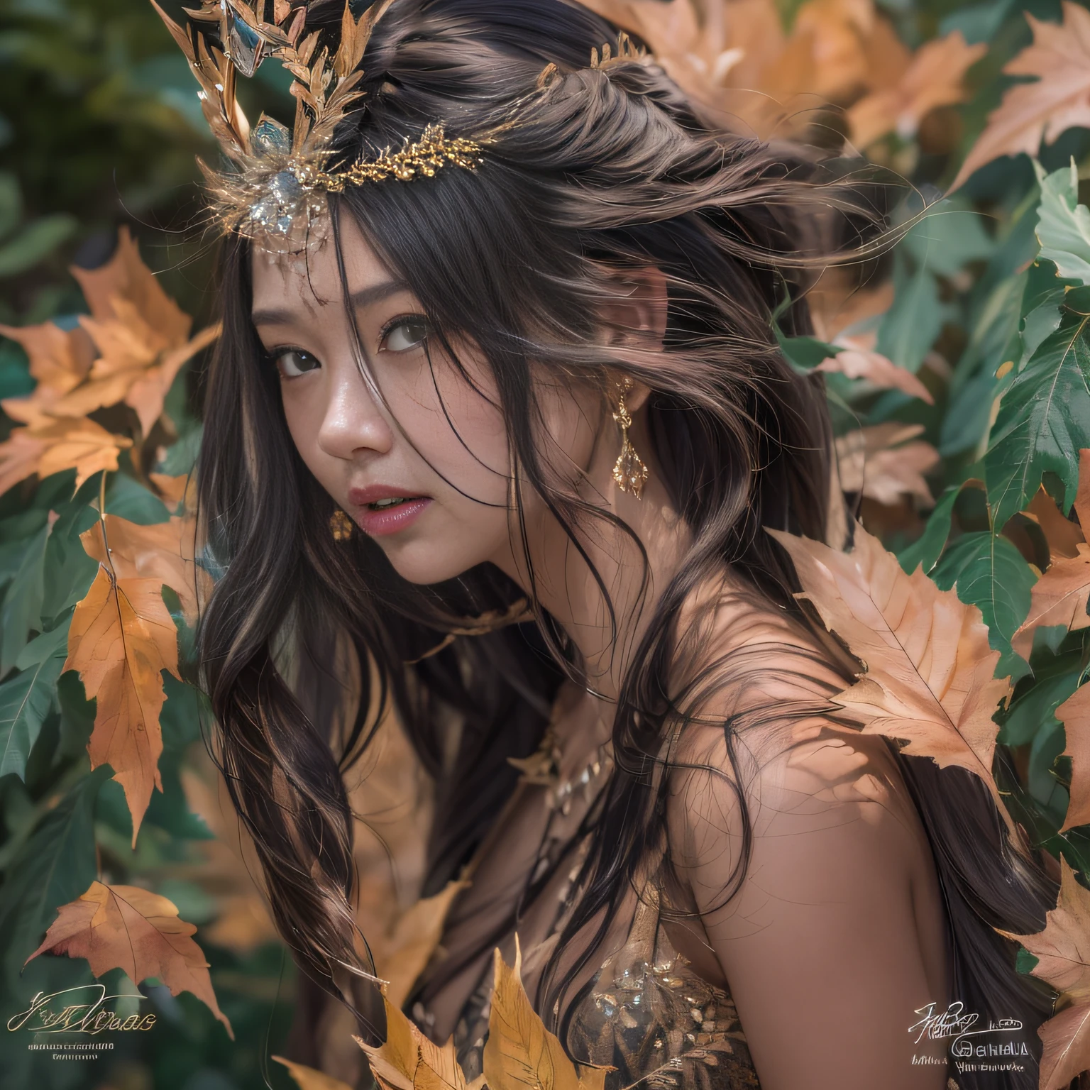 32K（tmasterpiece，k hd，hyper HD，32K）Long flowing black hair，Yellowstone，Xuzhou girl ，Protector of flames（realisticlying：1.4），Python pattern robe，Purple-pink tiara，The leaves flutter，The canyon background is pure，Hold your head high，Be proud，The nostrils look at people， A high resolution， the detail，autumnal， RAW photogr， Sharp Re， Nikon D850 Film Stock Photo by Jefferies Lee 4 Kodak Portra 400 Camera F1.6 shots, Rich colors, ultra-realistic vivid textures, Dramatic lighting, Unreal Engine Art Station Trend, cinestir 800，Hold your head high，Be proud，The nostrils look at people