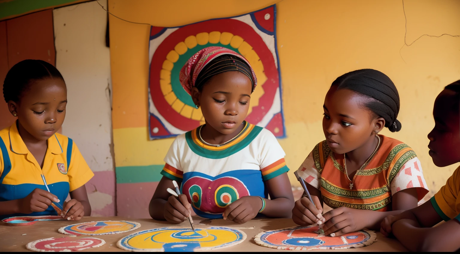 Date: 1964
Country: South Africa
Description: In a Soweto township, a young girl gathers with friends to create colorful Ndebele art on the walls of her home, preserving cultural heritage amid a time of change.