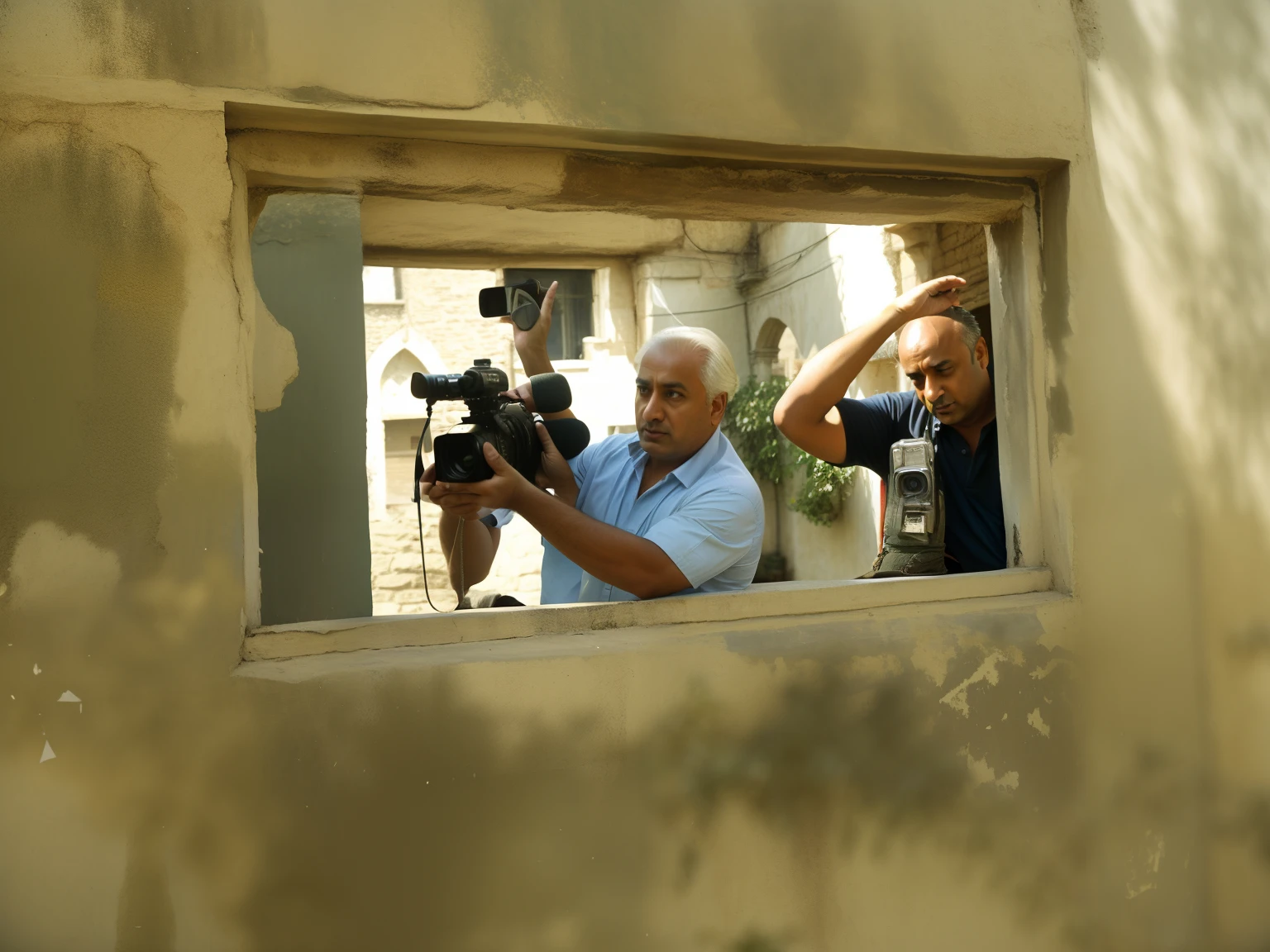 there are people taking pictures of a man in a window, film shooting, film still dnd, an film still, still from a terence malik film, action scene from the film, behind the scenes, documentary footage, journalism photo, cinematographic shot, on location, film scene, documentary still, making of, film promotional still, production still, film production