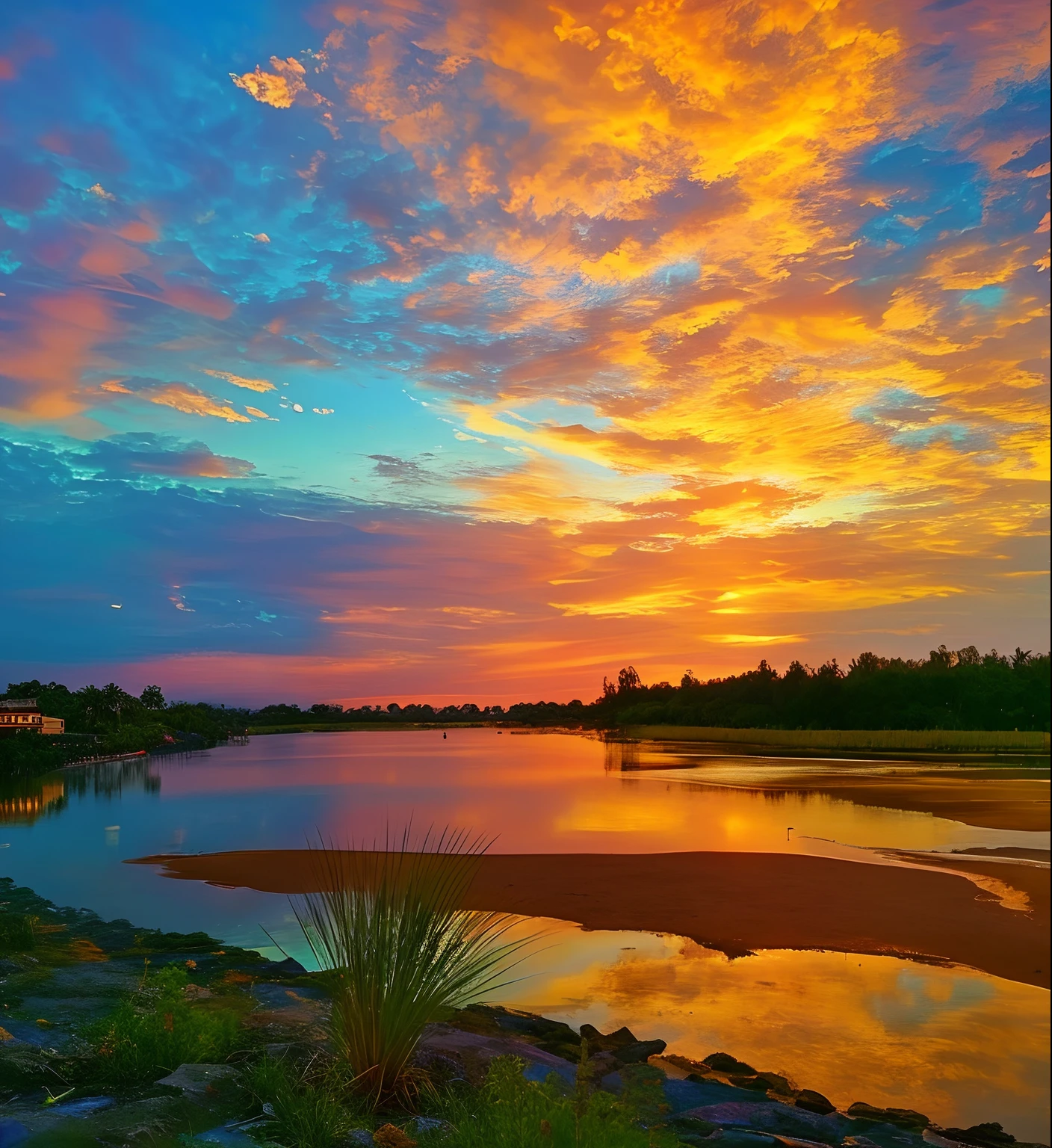 Lake view with sunset as background, Colorful sunset!!, Colorful sunset, vibrant sunrise, vibrant sunset, coloured photo, sunrise colors, colorfull sky, spectacular sunset, Colorful glow, Morning sunrise, The most beautiful sunset, amazing sunset, colours of the sunset, Large color images, Sunset colors, Vibrant and Colorful, serene colors