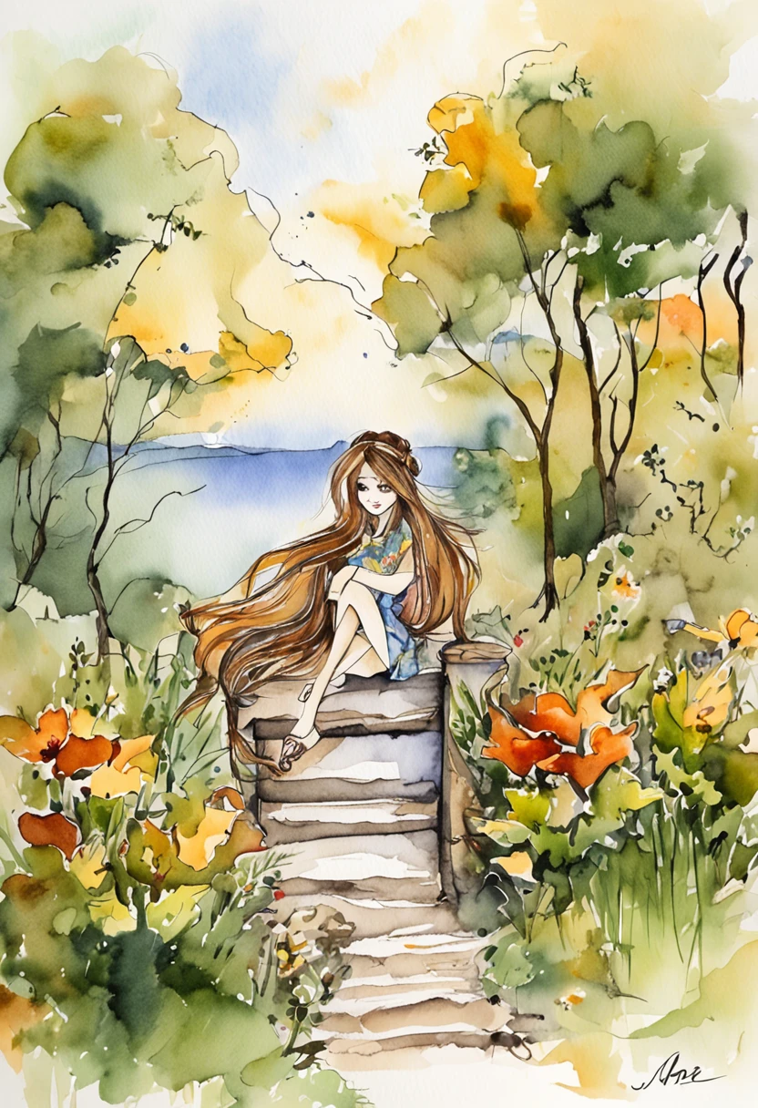 pen_sketch_style, 1girl, solo, ink, sketch,
