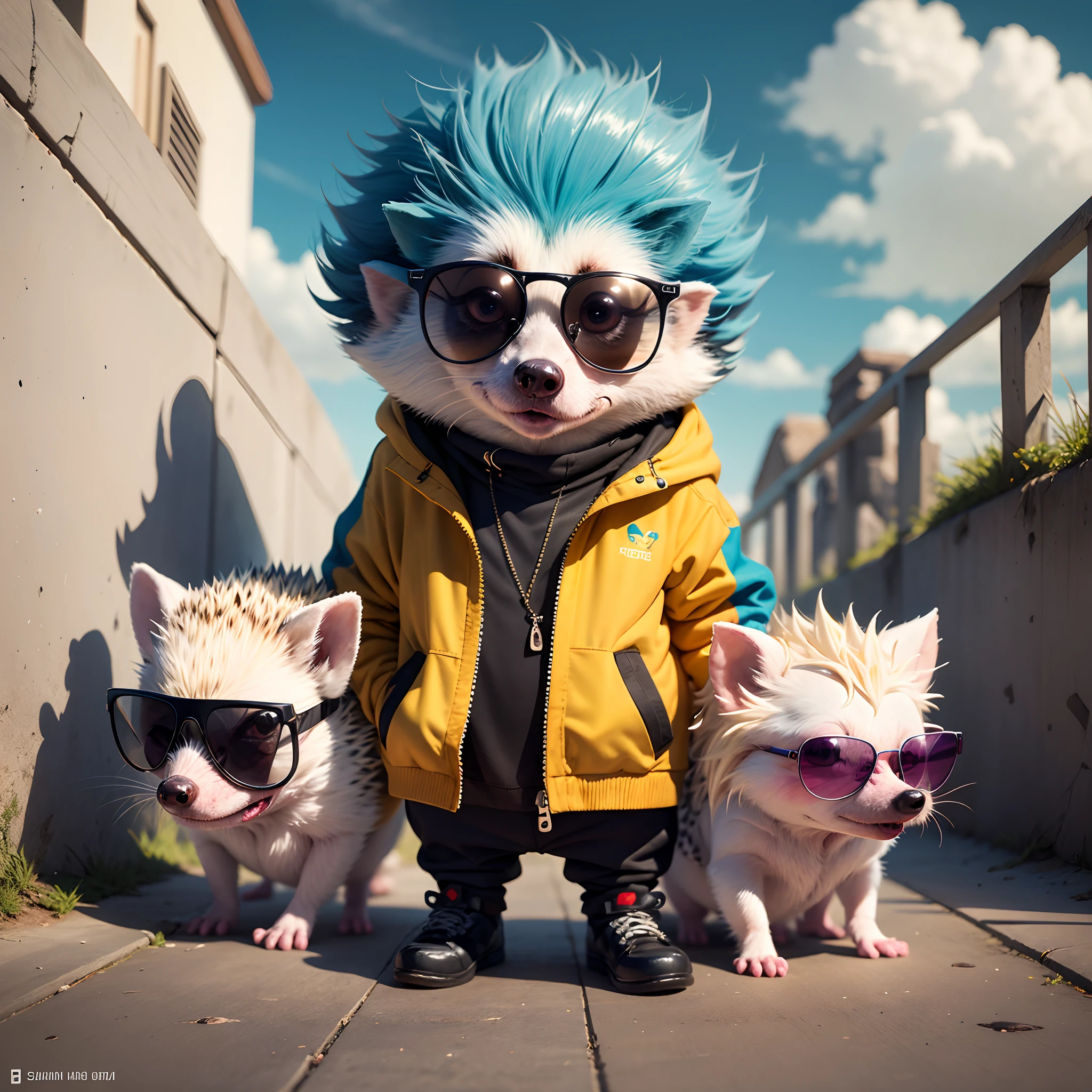 Meet Alby the Albino Hedgehog: the sunniest personality in the hedgehog world, rocking sunglasses even on cloudy days. With his sleek style and unique color, he's the envy of all critters trying to look cool!