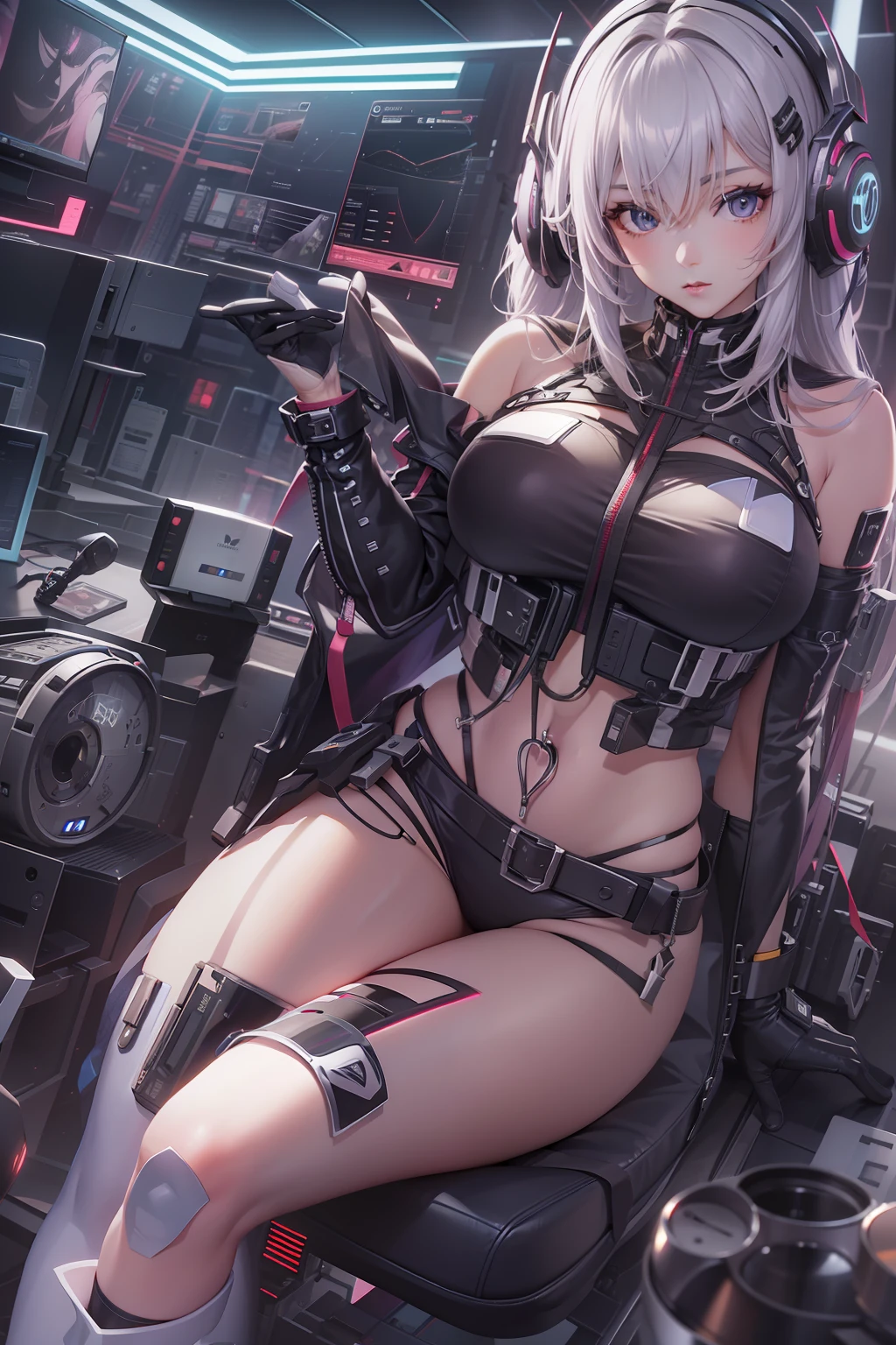 tmasterpiece、detaileds、Delicate touch、cyber punk perssonage、2080s、anime big breast、Girl vs、trending on artstationh、Rachel Walker、