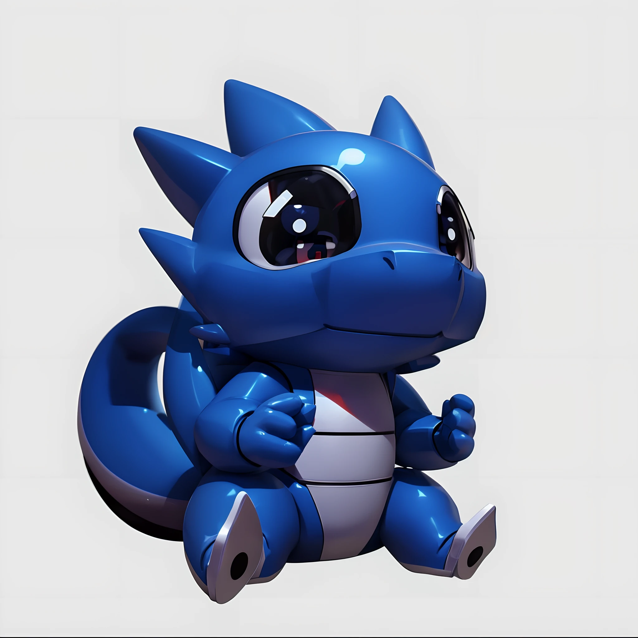 There is a blue and white elf figure sitting on a white surface, Ray-traced images taken by Tan Yang Kano, polycount, Digital art, vinyl toy figurine, a cute little blue dragon, 3D model of a Japanese mascot, pvc figurine, Blue dragon, pteranadon styling, blue scaly dragon, posable pvc