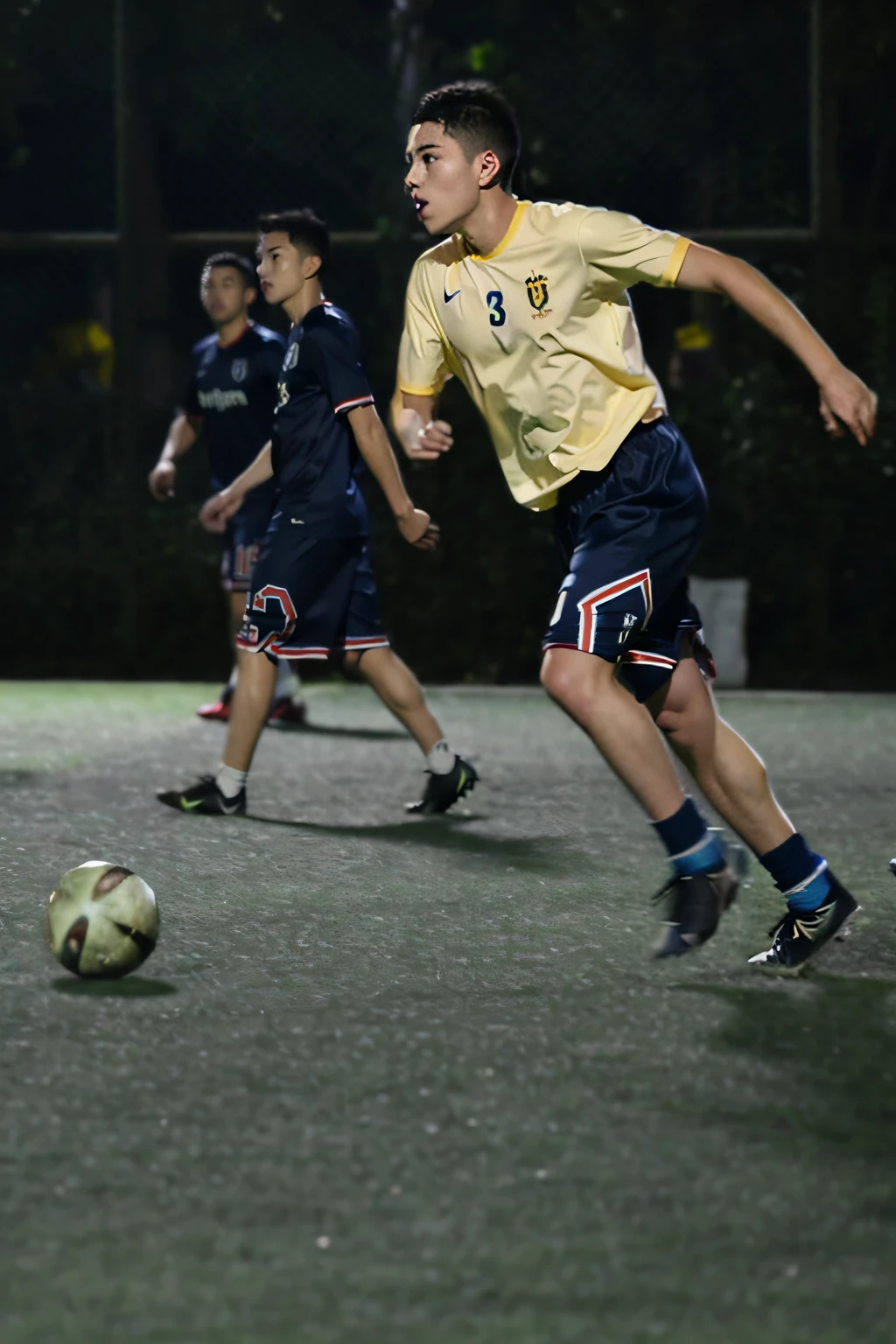 There are two men playing football on the pitch at night, taken with canon 8 0 d, dribbble, play soccer, action shot, taken with canon eos 5 d, Shot on Canon EOS R 6, taken with a canon eos 5d, taken with a canon eos 5 d, taken with canon eos 5 d mark iv, on a football field