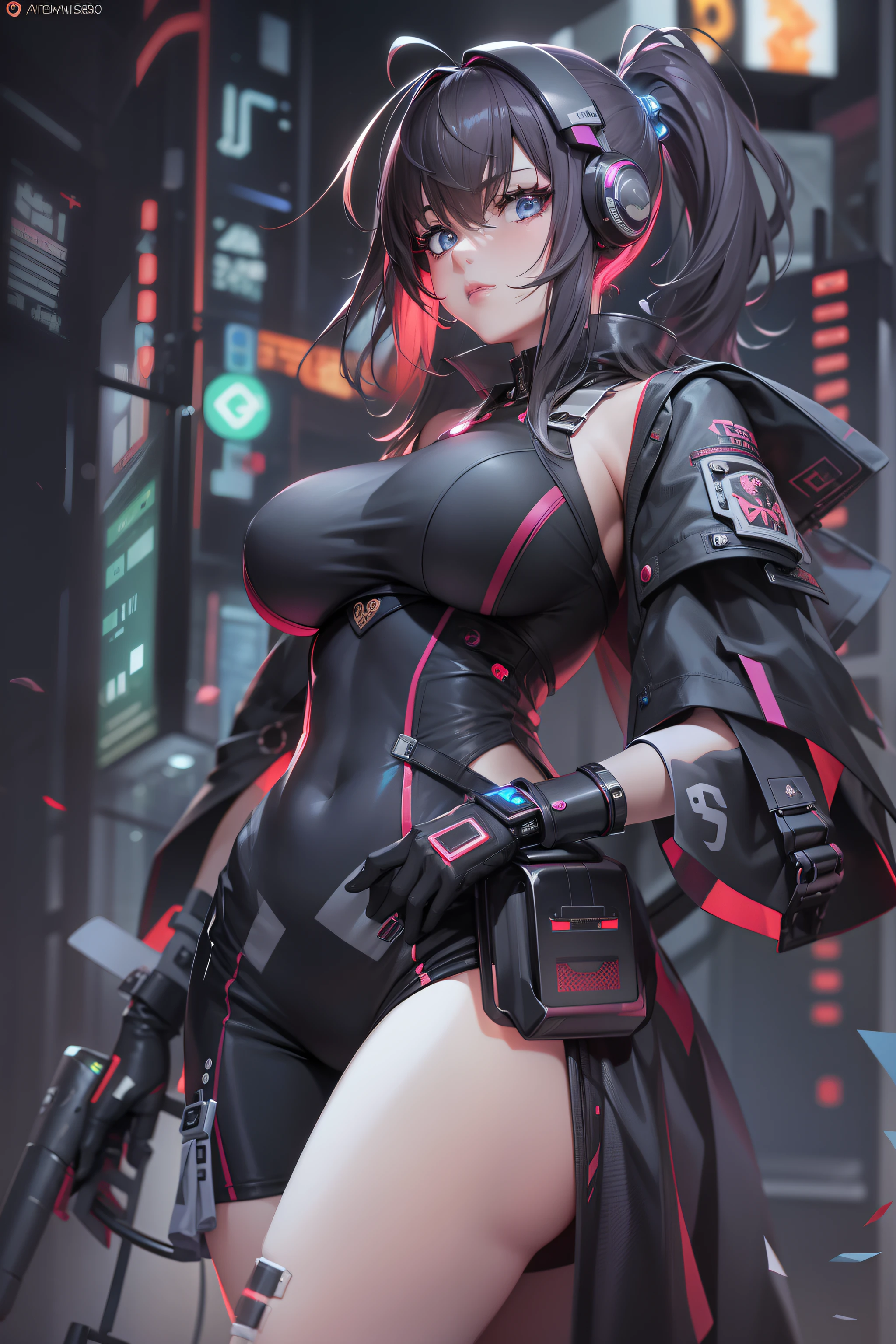 tmasterpiece、detaileds、Delicate touch、cyber punk perssonage、2080s、anime big breast、Girl vs、trending on artstationh、Rachel Walker、