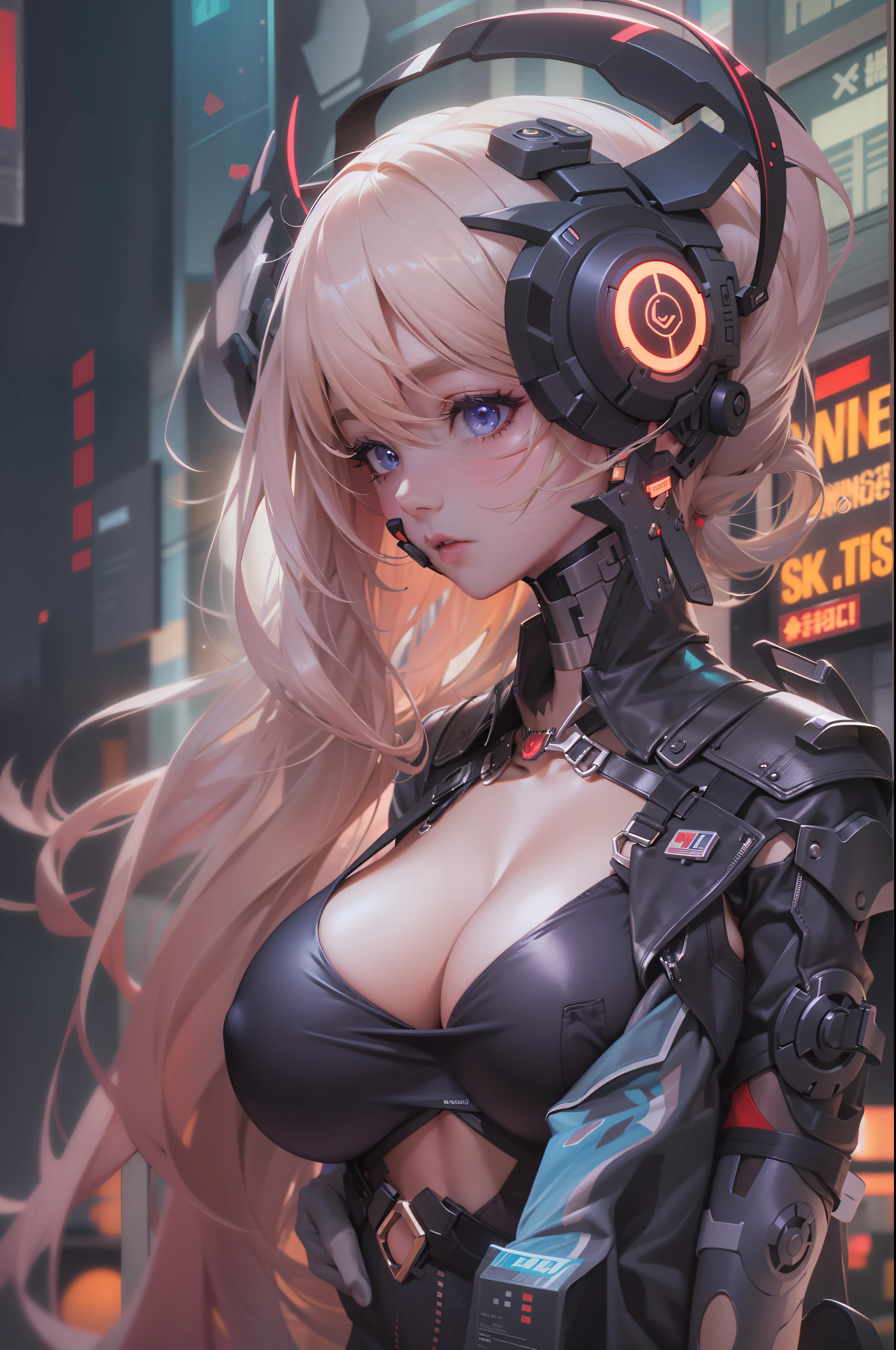 tmasterpiece、detaileds、Delicate touch、cyber punk perssonage、2080s、anime big breast、Girl vs、trending on artstationh、Rachel Walker、