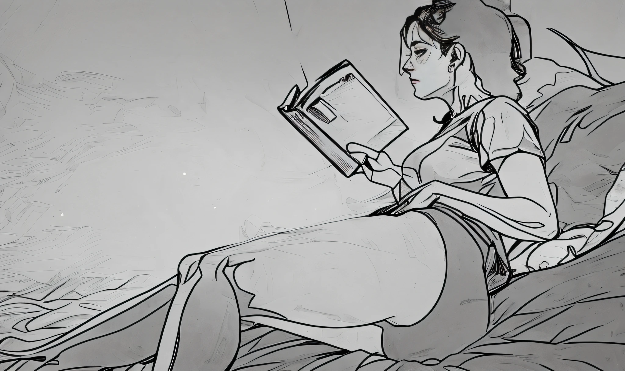 line art style, niveaux de gris, dessin seulement,