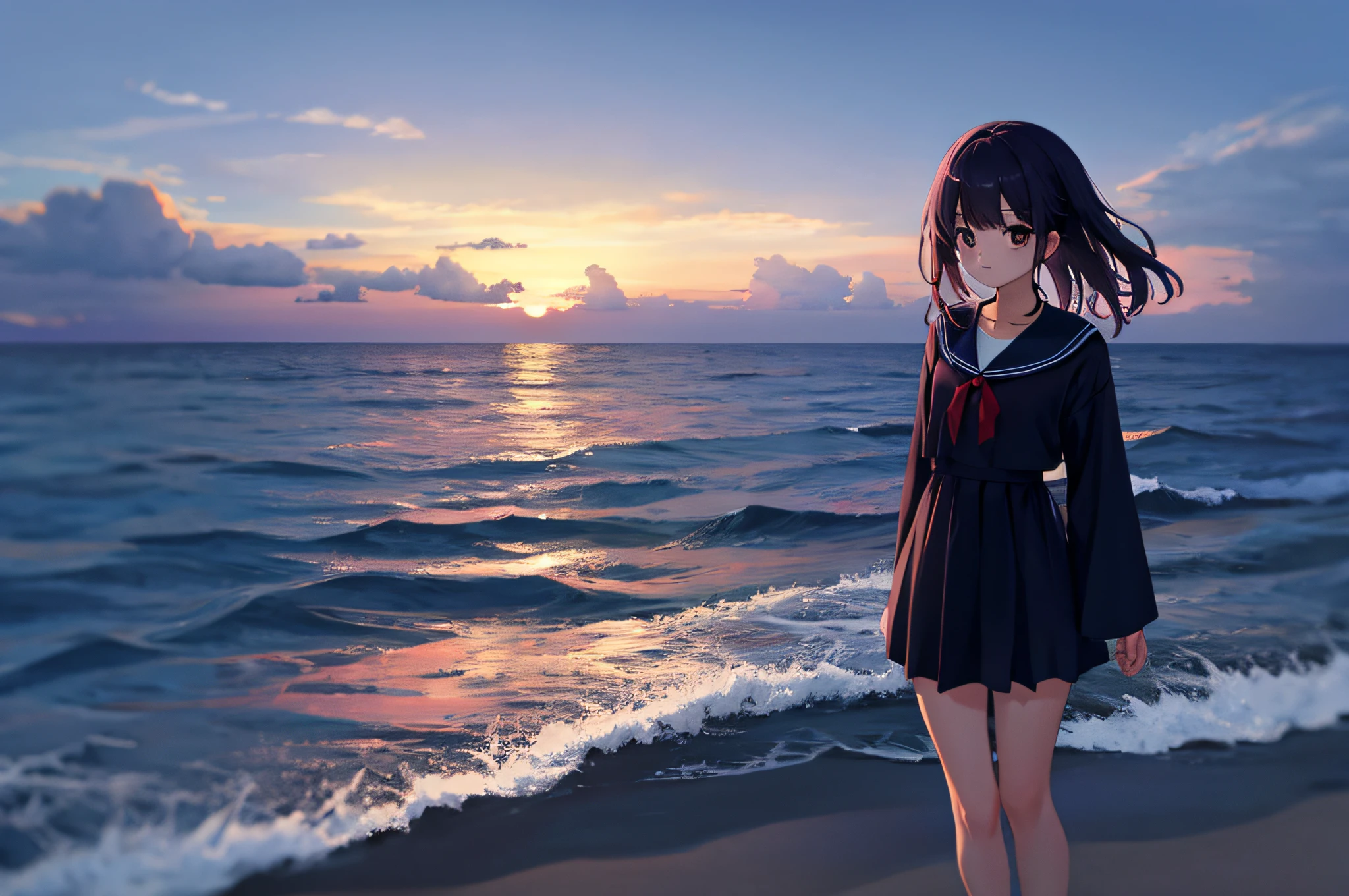 The sea is dusk