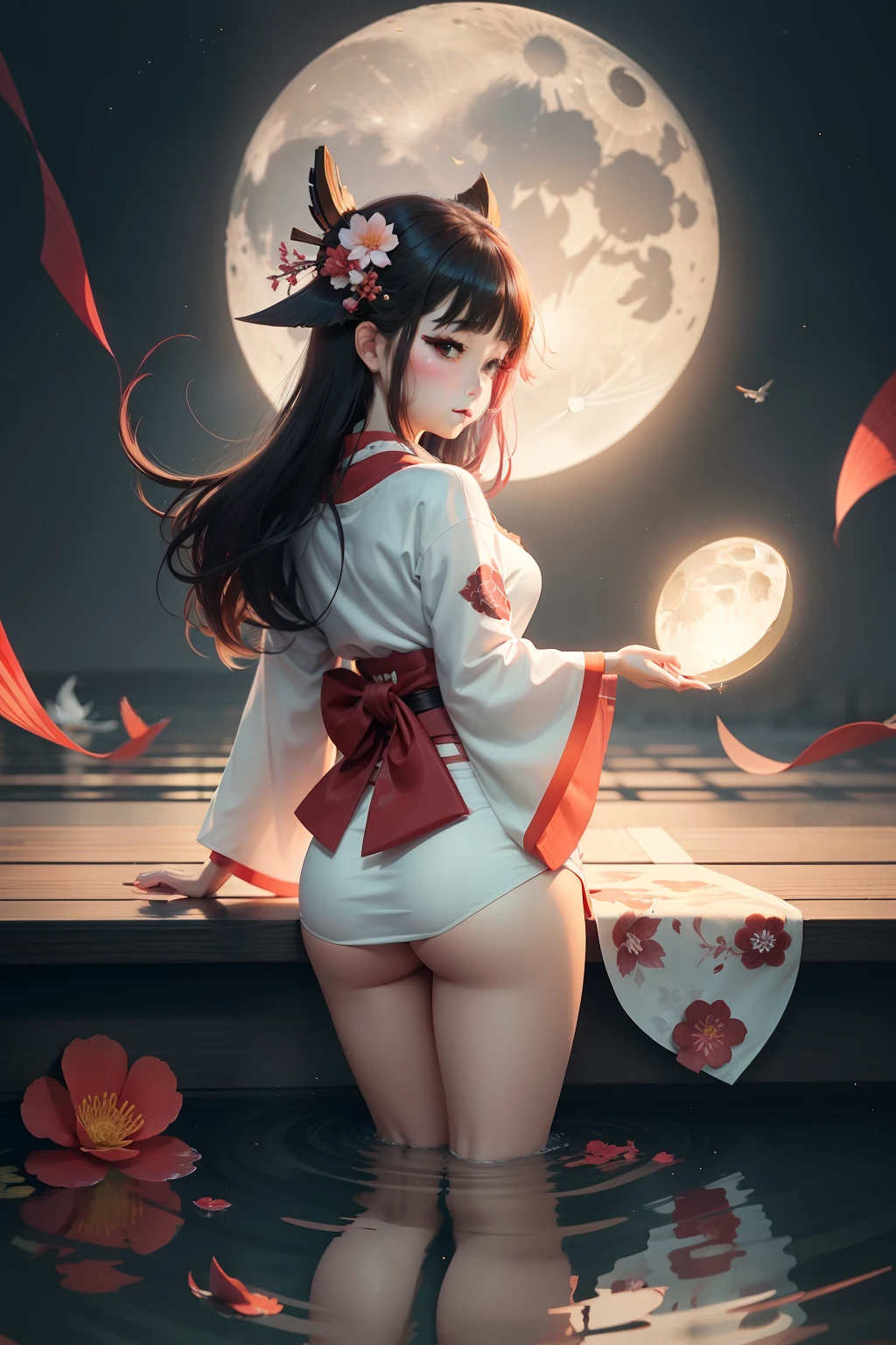 Yae Miko Kimono Aesthetic Closed Moon Shame Flower Sinking Fish Falling Goose