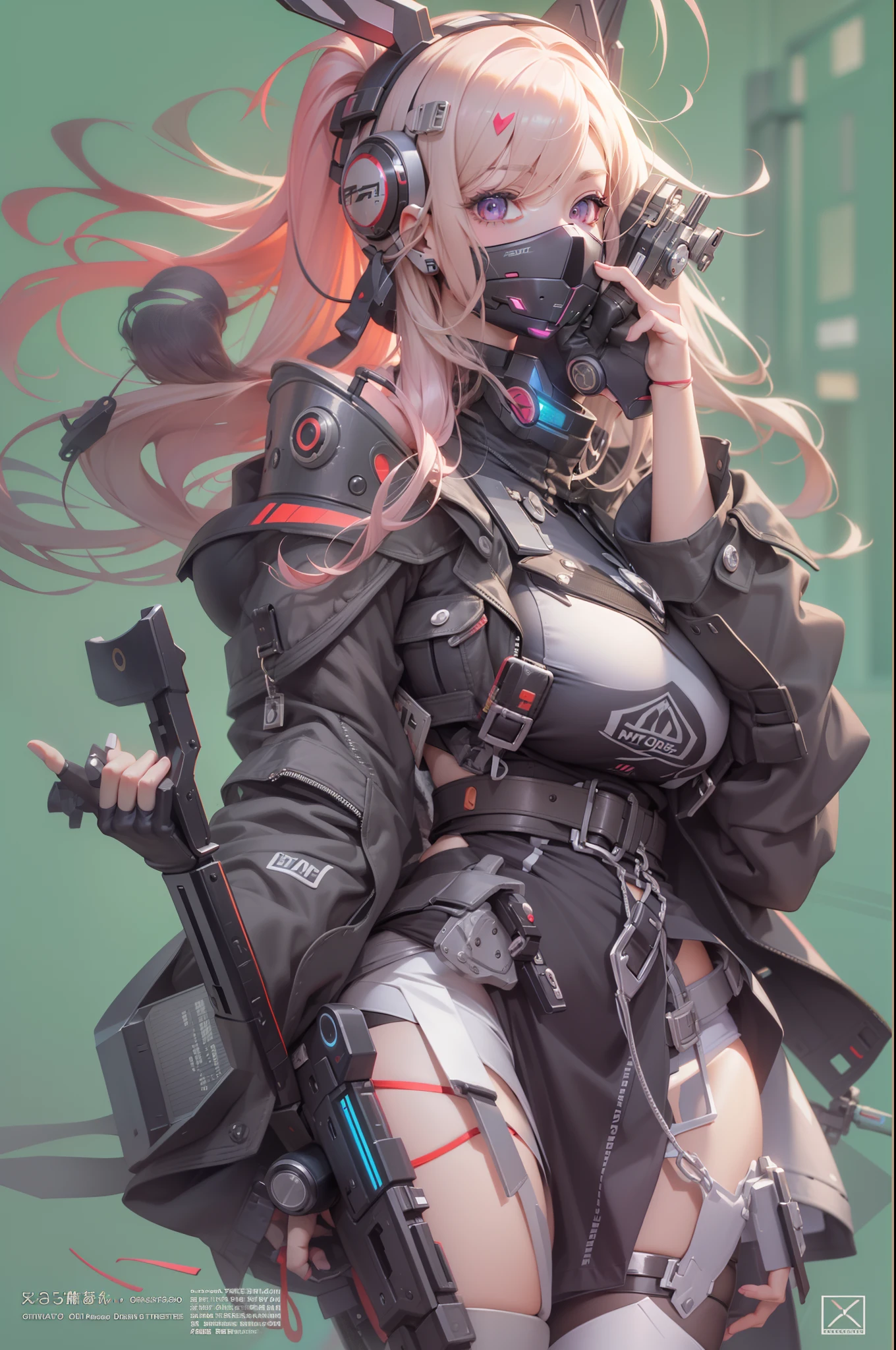 tmasterpiece、detaileds、Delicate touch、cyber punk perssonage、2080s、anime big breast、Girl vs、trending on artstationh、Rachel Walker、