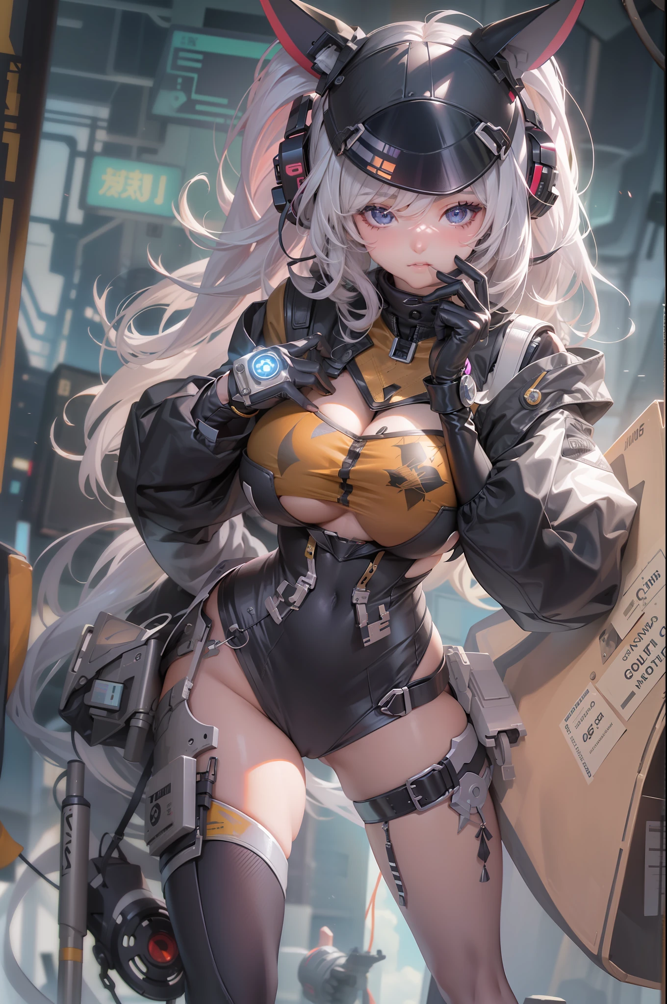 tmasterpiece、detaileds、Delicate touch、cyber punk perssonage、2080s、anime big breast、Girl vs、trending on artstationh、Rachel Walker、