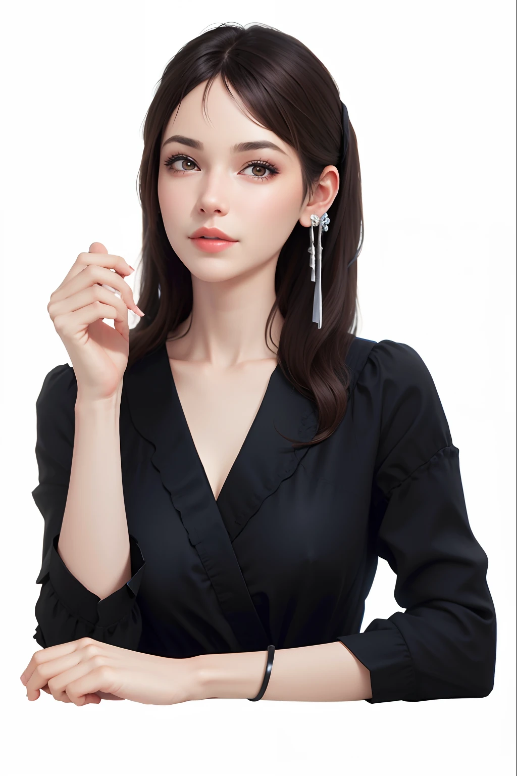 arafed woman in a black dress posing for a picture,  professional profile picture, sface focus