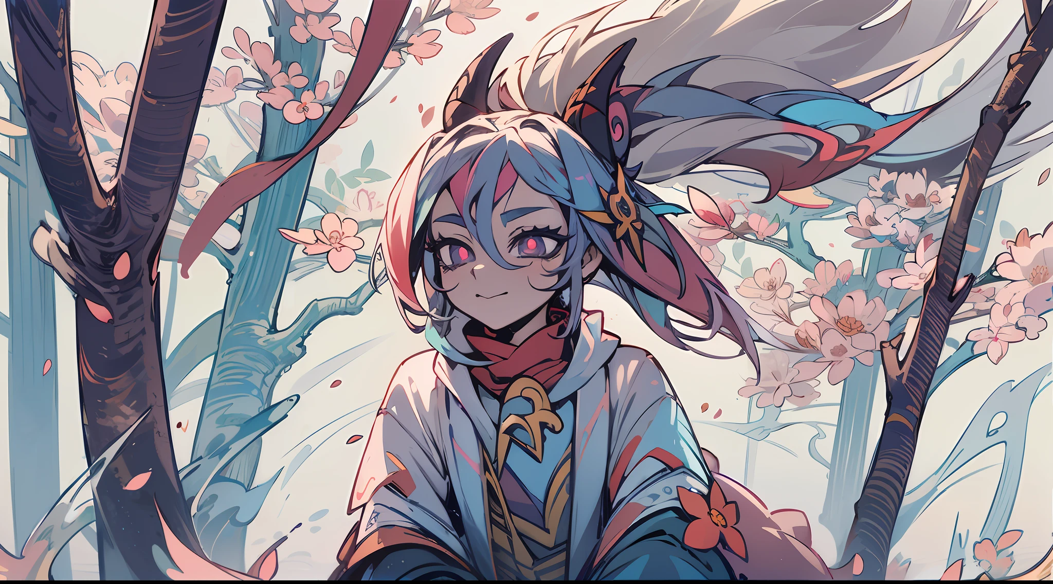 sombra:1.3,obra maestra,1girl,solamente, cabello azul, trompetas,En pie,Cherry Blossom, (lobo:1.2),WMASK, falling petals, sonrisa ligera, boca cerrada,1 pegatina, Manual, 2d, fondo blanco, fondo simple, minimum, hermoso, diminuto, pastel color, Estilo vectorial, sin degradado, obra maestra, mejor calidad, anime, ojos muy detallados, rostro muy detallado, fondo rosa, perfect ilumination, Disparo de vaquero, pies fuera de marco, 1 chica en, solamente, cabello azul , pelaje azul, En pie, Ganyu \(Impacto de Genshin\), symbol-shaped pupils , pupilas en forma de flor, flor roja, ojos azules, conceited, sonrisa ligera, trompetas, cuernos, Flor espiritual, Flor espiritual, Kindred spirit flower, Parentesco de la flor espiritual, Kindred \(League of Legends\)