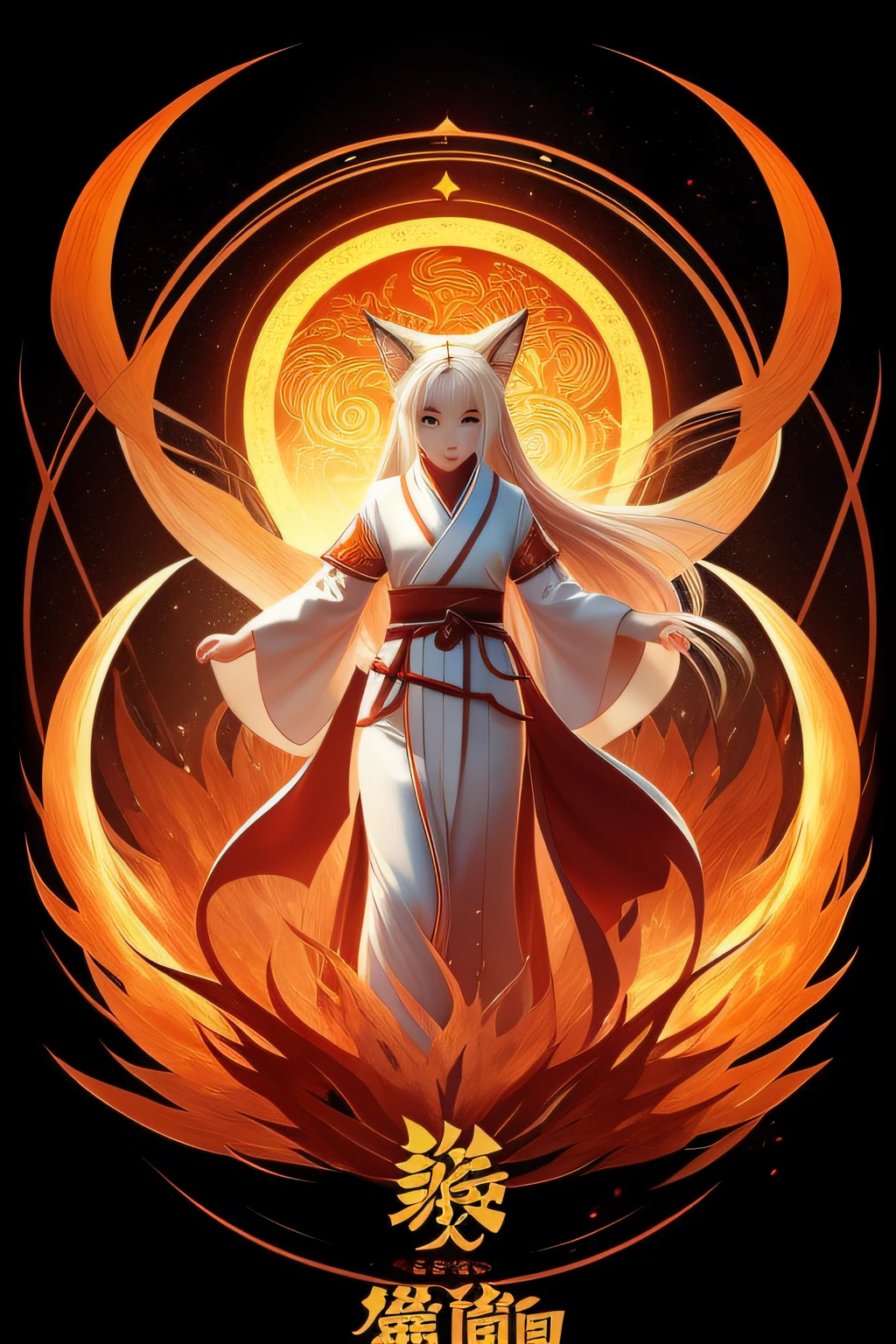 Sign at bottom left, masutepiece, a dolphin, of the highest quality,The Nine-Tailed Fox、It is a type of fox that appears in Japan legends and myths。The Nine-Tailed Fox、Typically、Has nine tails、It is said to have a very long life and very high intelligence.。

The Nine-Tailed Fox、Can transform into human form、Sometimes we live in the human world。They may often take the form of a beautiful woman、Depicted as an attractive presence。

The Nine-Tailed Fox、Has supernatural powers.、Can use magic and sorcery。They often have interactions with humans.、Fulfilling human wishes、Sometimes worshipped as a sacred being。

On the other hand、The Nine-Tailed Fox is often considered harmful to humans。They are also said to be able to eat human souls.、I sometimes tempt men, especially。

The legend of the nine-tailed fox is、It has been rooted in the culture of Japan since ancient times.、Degree in literature and works of art々Appears。pure、The Nine-Tailed Fox may appear as a similar entity in other East Asian cultures.。
