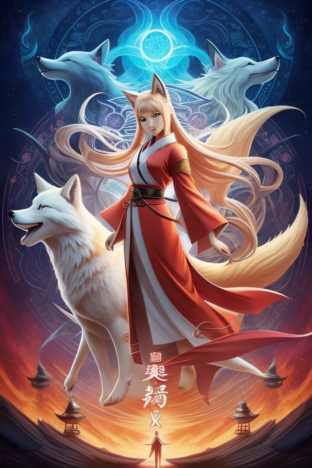 Sign at bottom left, masutepiece, a dolphin, of the highest quality,The Nine-Tailed Fox、It is a type of fox that appears in Japan legends and myths。The Nine-Tailed Fox、Typically、Has nine tails、It is said to have a very long life and very high intelligence.。
The Nine-Tailed Fox、Can transform into human form、Sometimes we live in the human world。They may often take the form of a beautiful woman、Depicted as an attractive presence。
The Nine-Tailed Fox、Has supernatural powers.、Can use magic and sorcery。They often have interactions with humans.、Fulfilling human wishes、Sometimes worshipped as a sacred being。
On the other hand、The Nine-Tailed Fox is often considered harmful to humans。They are also said to be able to eat human souls.、I sometimes tempt men, especially。
The legend of the nine-tailed fox is、It has been rooted in the culture of Japan since ancient times.、Degree in literature and works of art々Appears。pure、The Nine-Tailed Fox may appear as a similar entity in other East Asian cultures.。