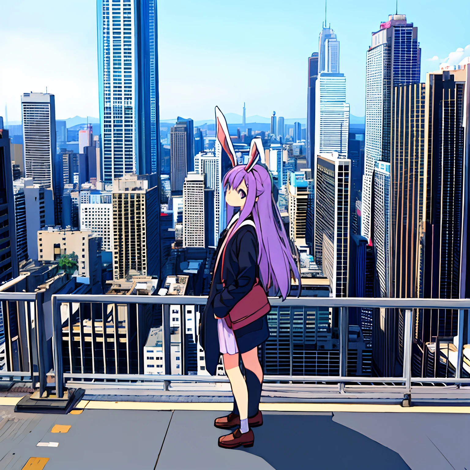Reisen Udogein Inaba, looking at nowhere, city at background