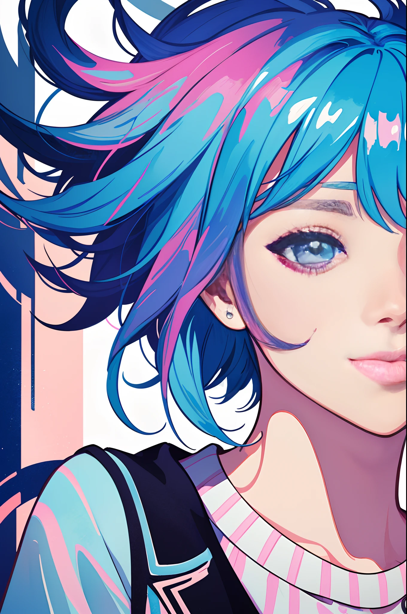 anime style woman with lollipop in her mouth, face expressing pleasure short clothes, symmetrical body face expressions, random coloring, 2D, planar vector, character design, T-shirt design, colorful splashes, vector art, fantasy art, watercolor effect,digital painting, white bg, 8K --auto --s2