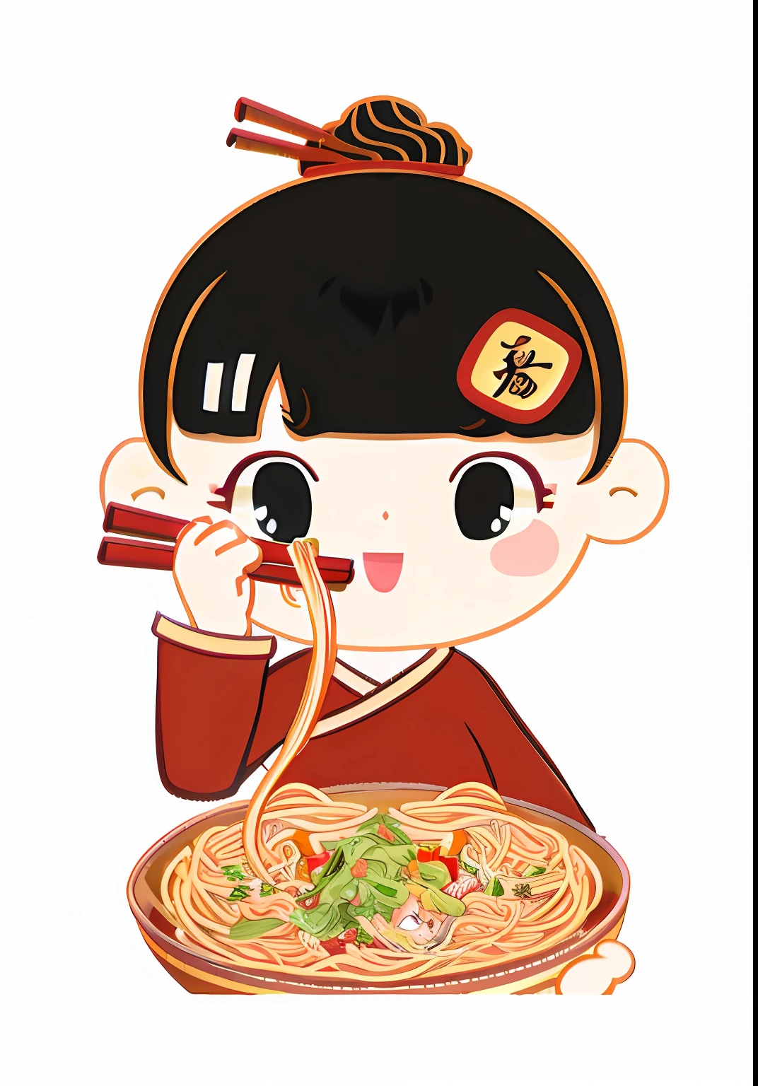 Cartoon girl eating noodles with chopsticks and chopsticks, Eating noodles, eating ramen noodles, inspired by Takehisa Yumeji, Noodles, eating spaghetti, Loli, mitsumayo, slurping spaghetti, sakimi chan, Japanese cartoon style, umamusume, Ramen, mapo tofu cartoon, Chinese girl, eating spaghetti from a bowl, chiho