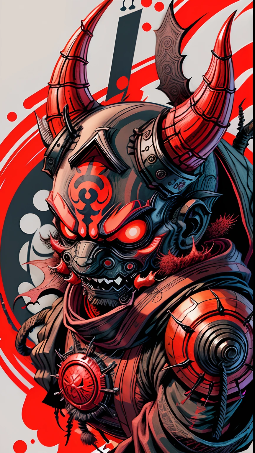 0mib Demon Mask Style、illustrator、masterpiece、hightquality、8k、hight resolution、high-detail、japanse、samurais