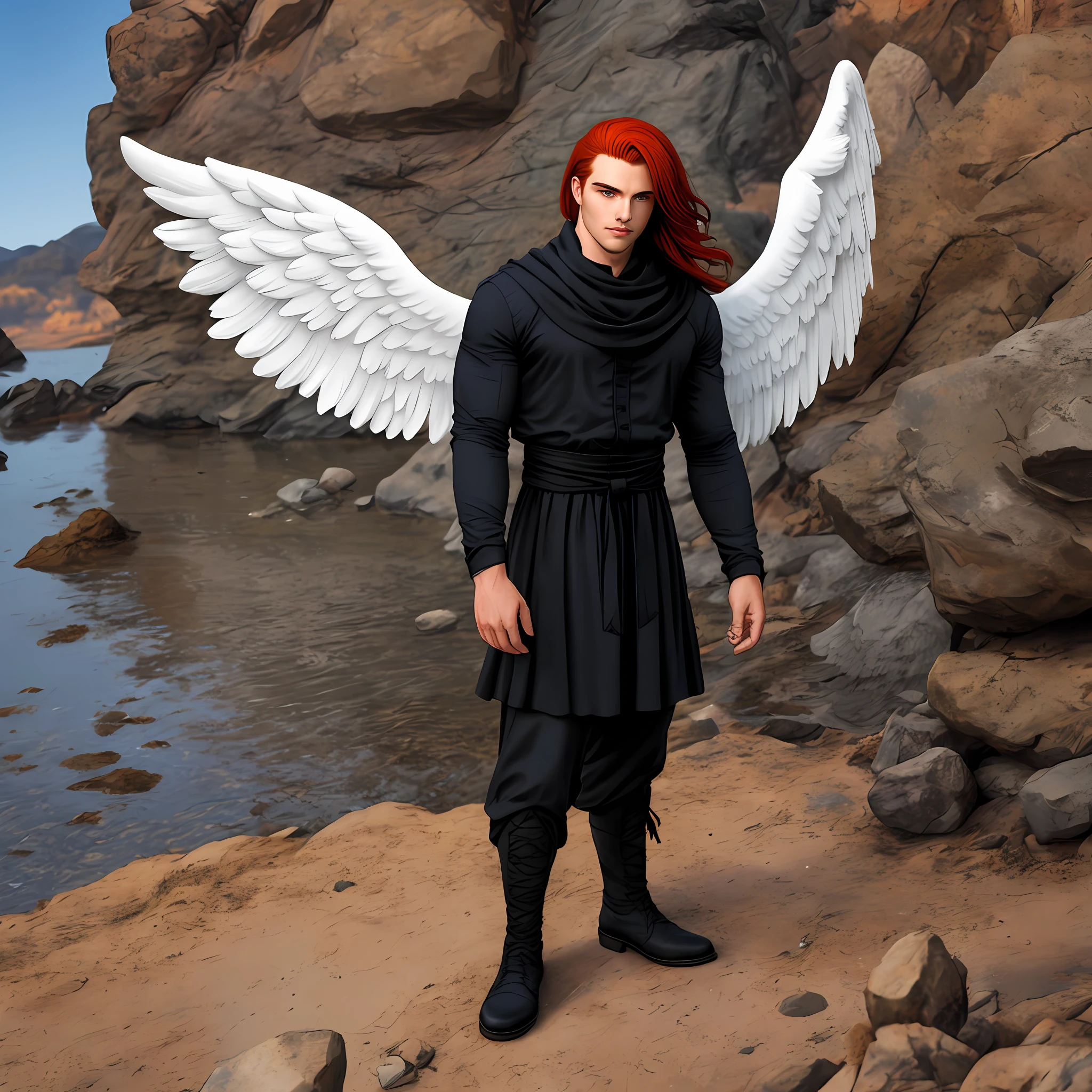 Angel bundled redhead male blackened leg ring
