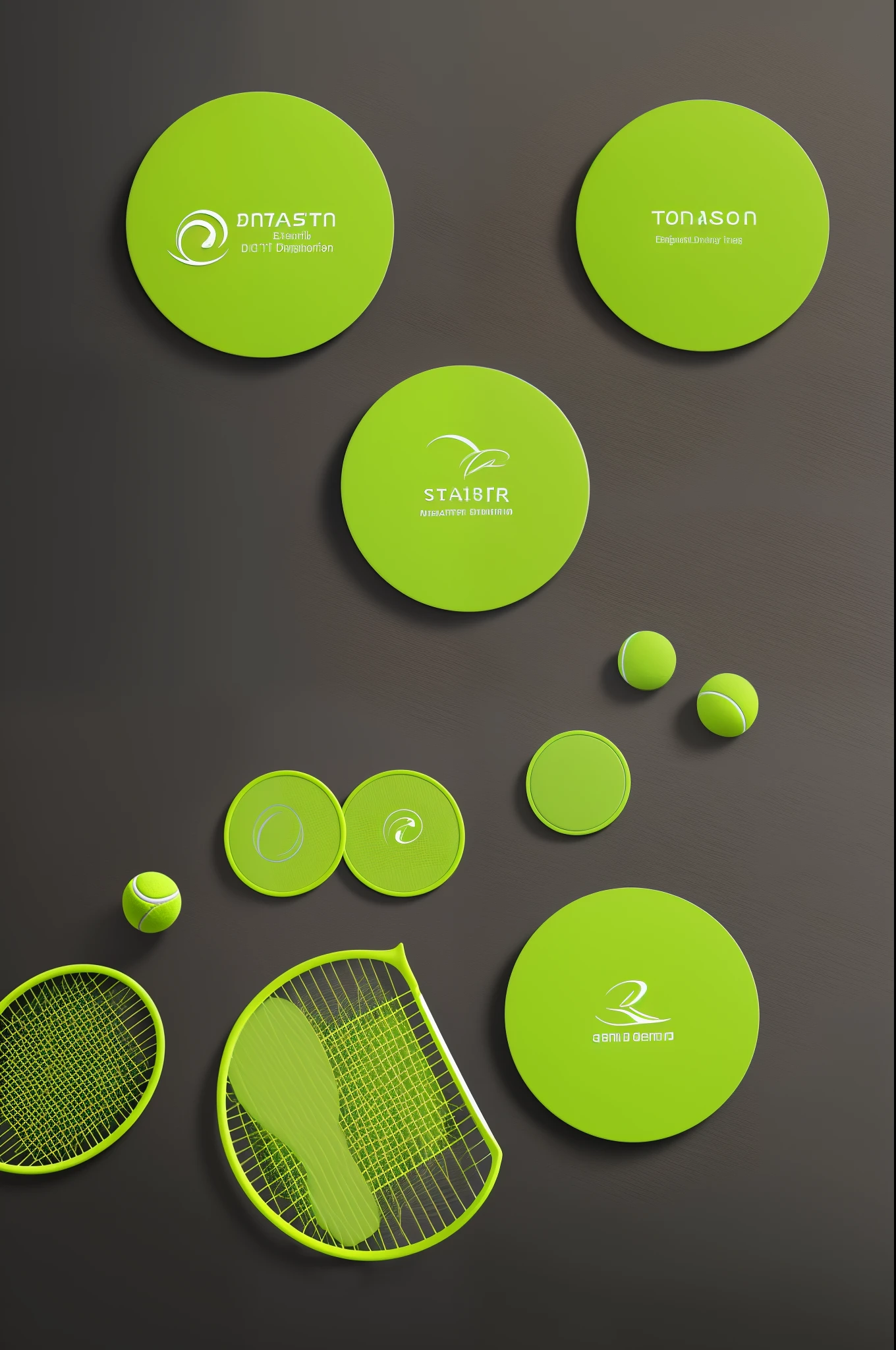 Tennis badge design，Exquisitely，Master design，Red Dot Design Award winner，originality，Minimalist，tidal current，fluorescent green，intriguing。