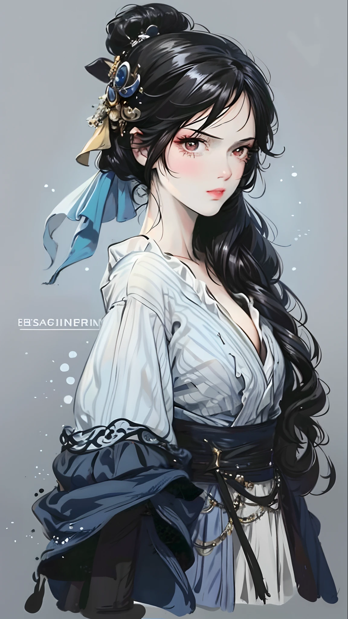 （Best picture quality，tmasterpiece）Close-up of a woman with black hair，Belle peinture de personnage，Epic and beautiful character art，Stunning character art