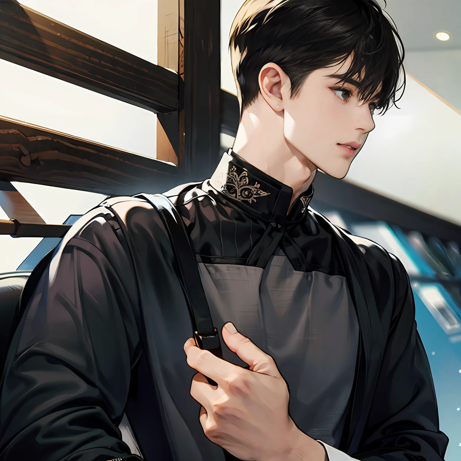 UNDERCUT HAIR, BLACK HAIR, 1 MALE