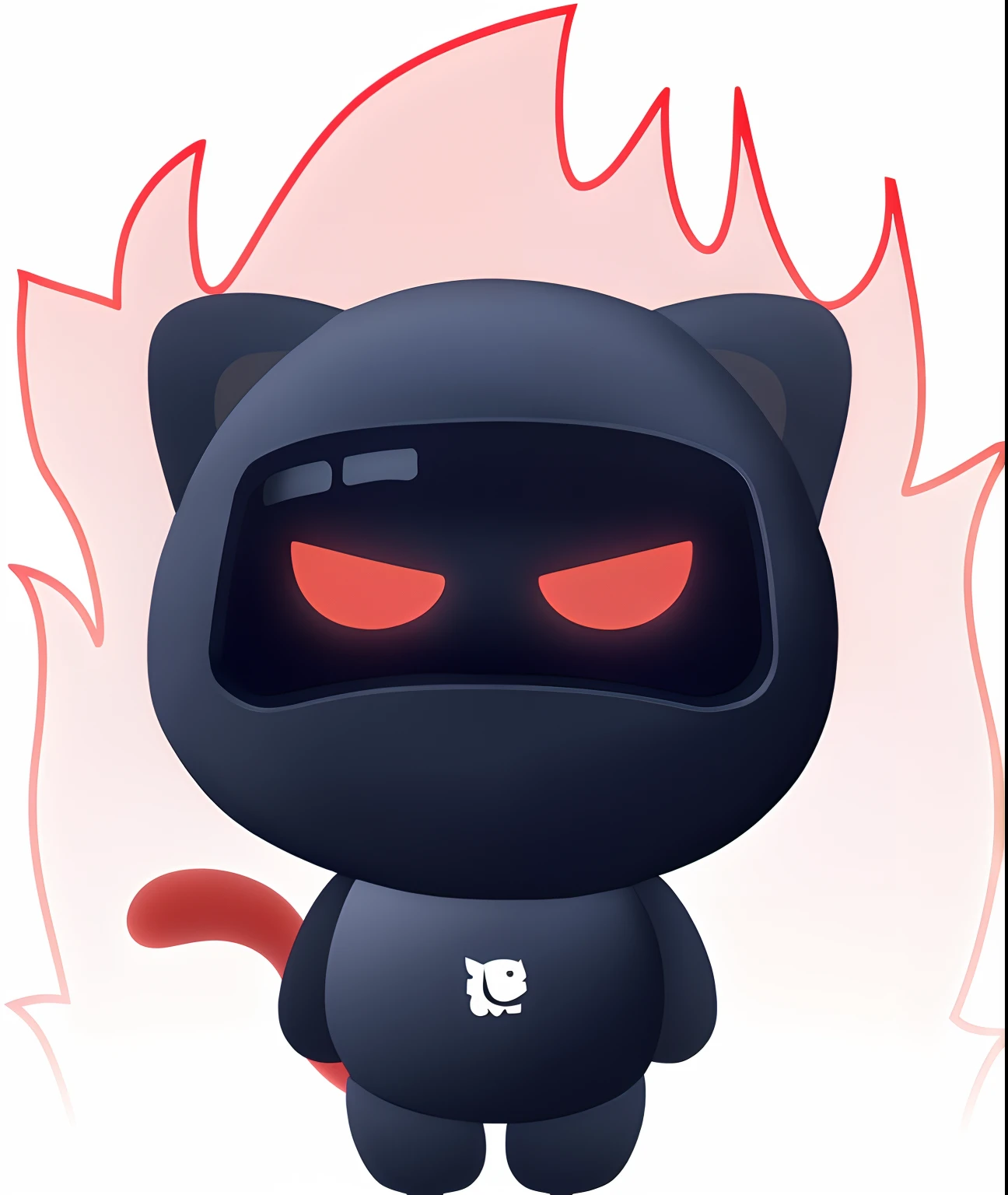 A cartoon cat with glowing eyes and a black hoodie, newgrounds, Cybercat, demon cat, demon, anthropomorphic cat ninja, ninja cat, hackrobat!!!, tchibi, (((luke chueh))), neko, Devil, hacking, hiro, with red glowing eyes, discord profile picture, menacing!, inspired by Zhu Da, red eyes glowing